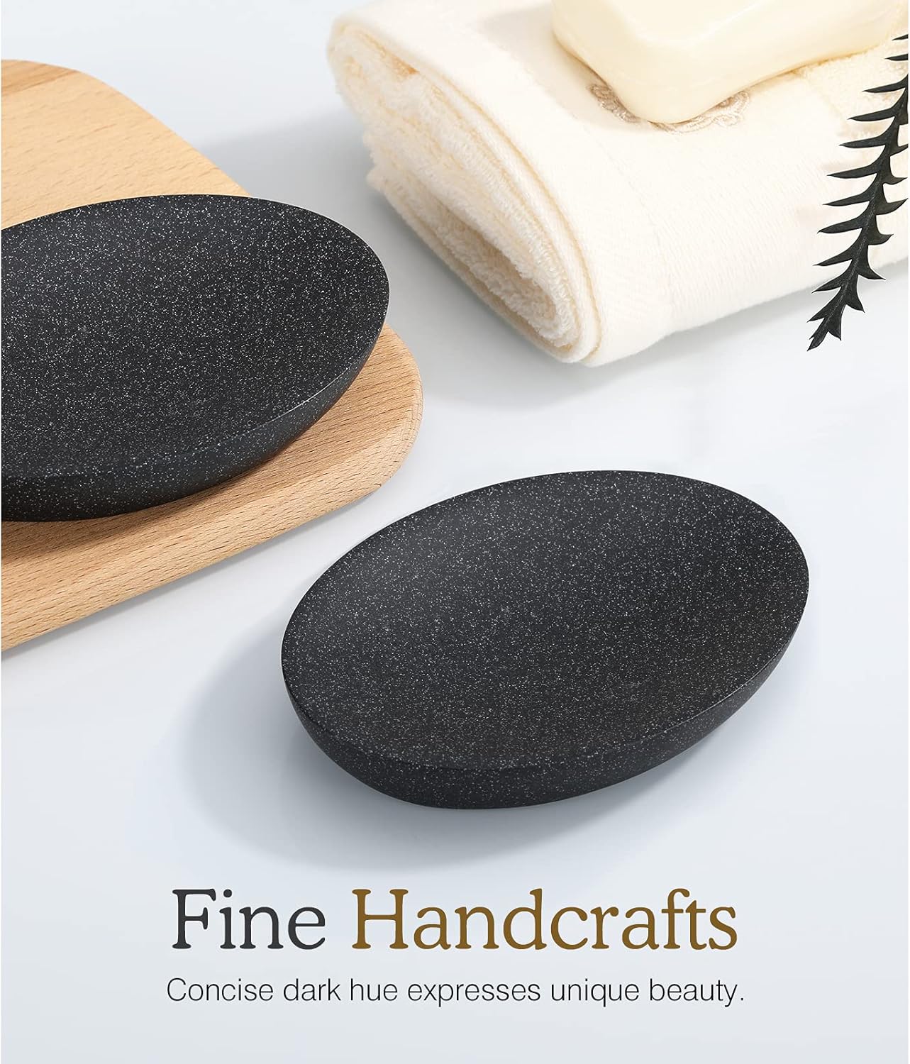 Luxspire Soap Dish, Resin Soap Tray Soap Holder Container Box, Marble Pattern Oval Soap Plate Case, Sponge Dish Scrubbers Tray Holder for Bathroom Vanity Shower Kitchen Sink Counter Top, Gravel Black