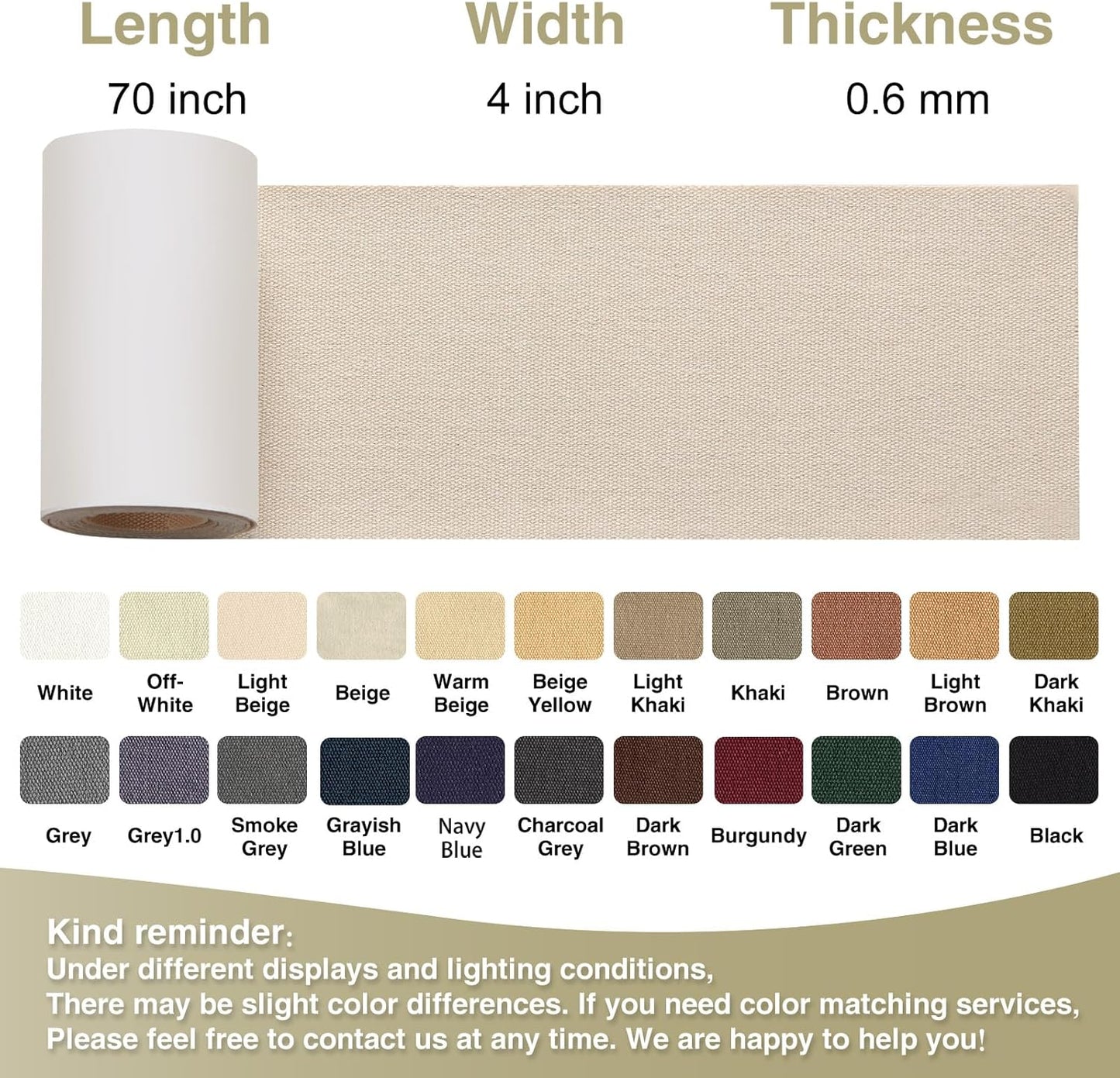 Canvas Repair Tape 4×70 Inch Waterproof Self-Adhesive Fabric Repair Patch for Repairing Boat Covers,Tents,Patio Umbrellas,Car Seats,Luggage,Sofas.(Light Beige)