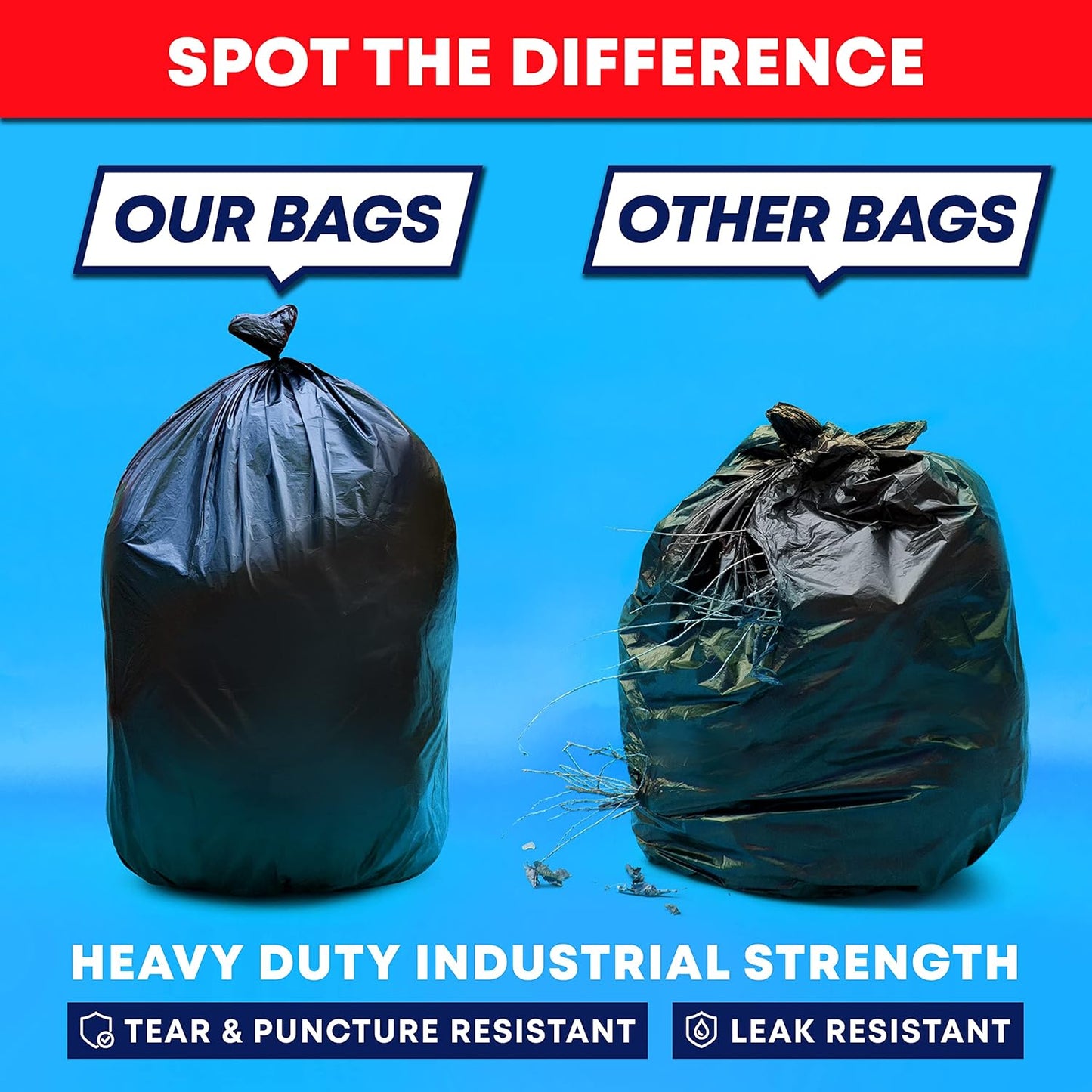 30-33 Gallon Trash Bags Heavy Duty (100 Bags w/Ties Value Pack), Large Black Trash Bags 30 Gallon - 32 Gallon