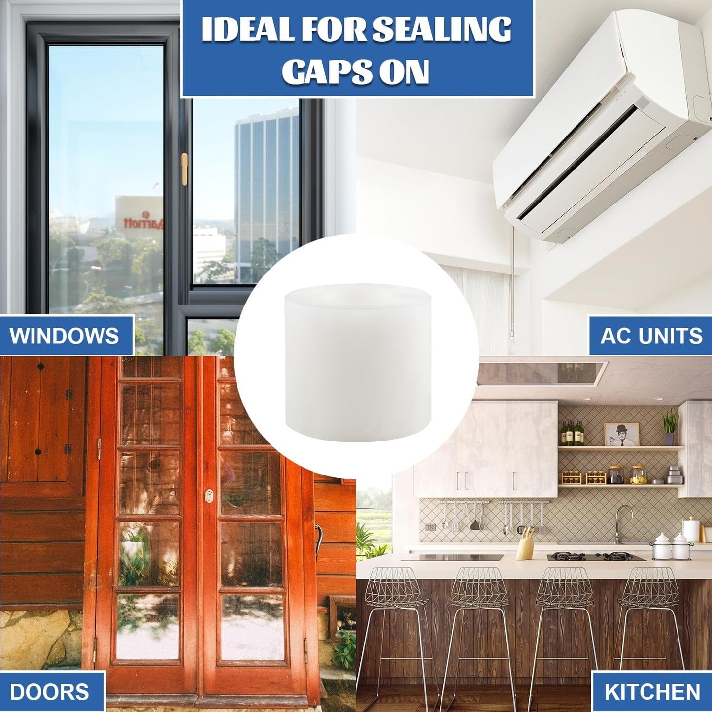 Transparent Weather Sealing Tape 3" x35 Yard, Window Insulation Tape Weather Stripping for Windows Doors Shower Glass – Indoor/Outdoor Insulation, No-Residue, Clear, Energy-Saving