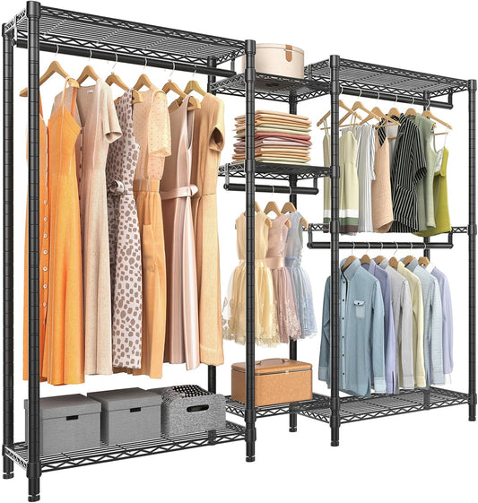 VIPEK Classic V6 Medium Wire Garment Rack Heavy Duty Clothes Rack for Hanging Clothes, Metal Freestanding Closet Wardrobe Racks 59.8" L x 14.6" W x 76.4" H, Max Load 750lbs, Black