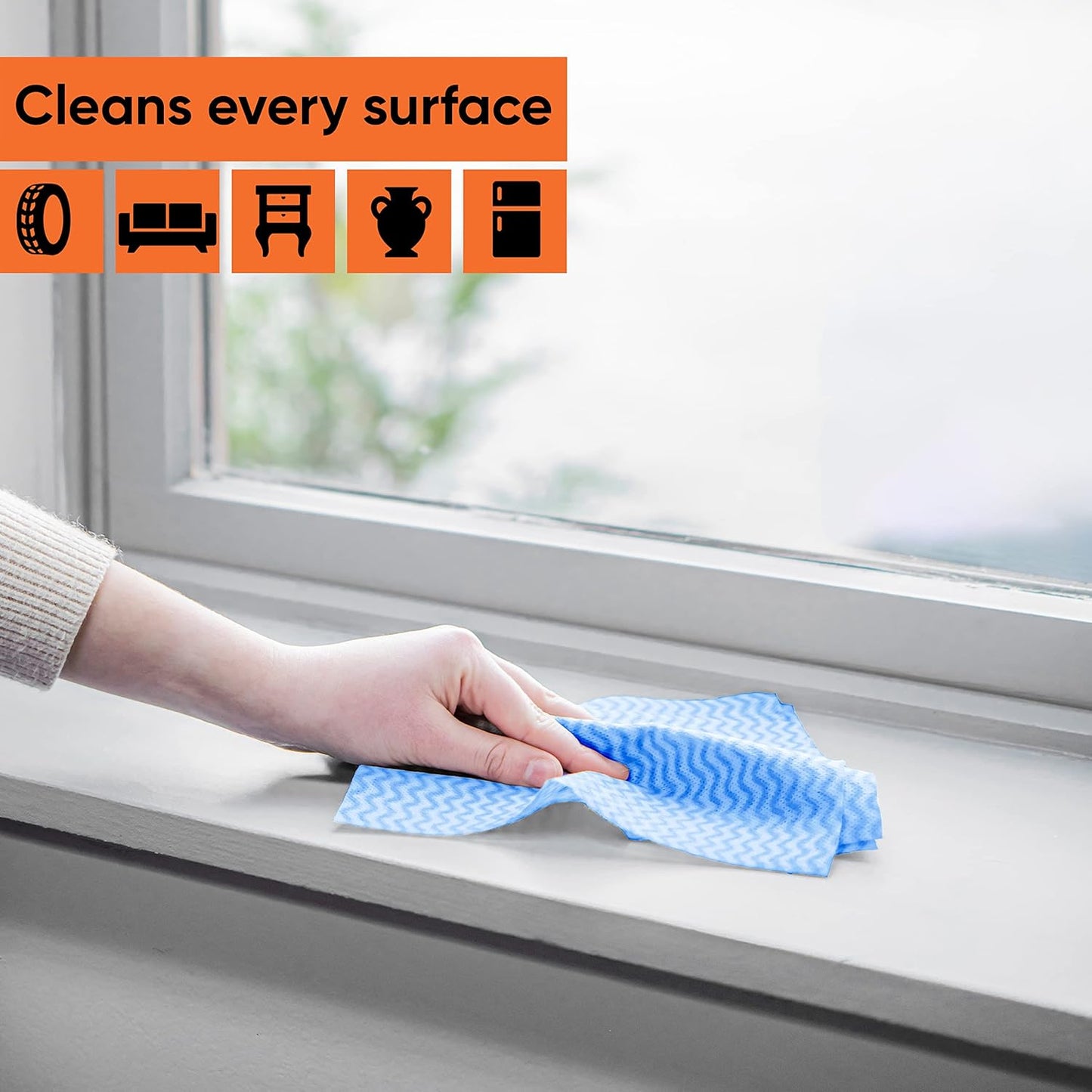 Superio Handy Wipes for Kitchen - Blue Reusable Multi-Purpose Heavy-Duty Cleaning Cloth for House, Bathroom, and Office. Disposable Dish Towel (10)