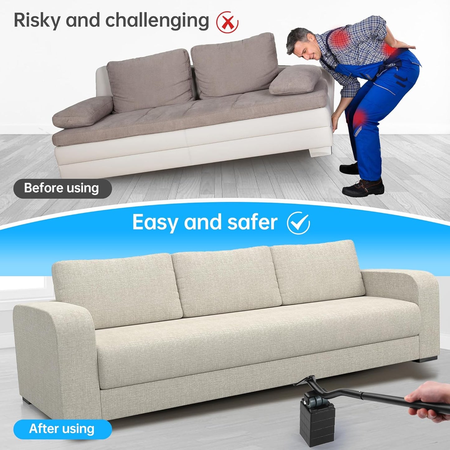 Furniture Lifter Tool, Appliance Lifter, Save 80% Effort, Lift Up to 800 Pounds Heavy Items, Furniture Lifter Jack for Heavy Furniture Appliance, Safely and Easily