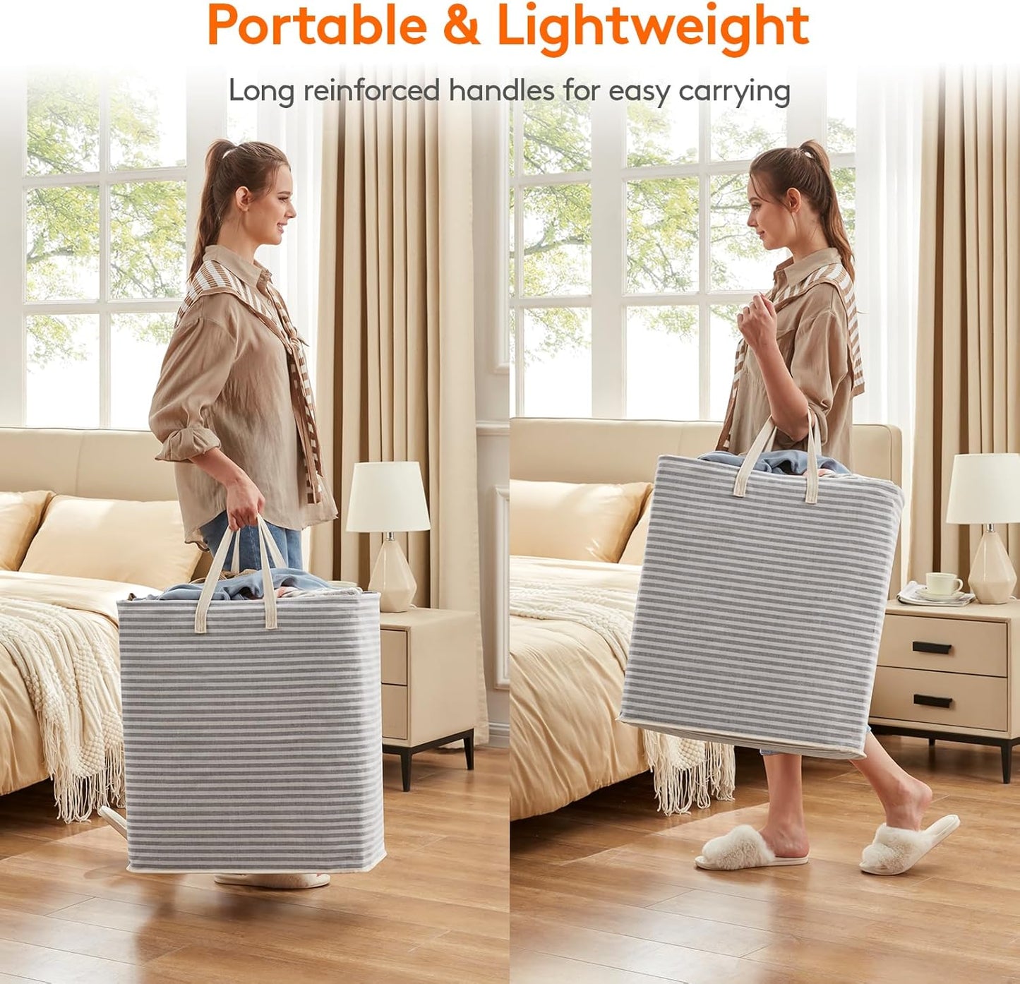 Lifewit 3 Pack Laundry Hamper Large Collapsible Laundry Baskets, Freestanding Waterproof Clothes Hamper with Easy Carry Handles in Laundry Room Bedroom Bathroom College Dorm for Adults, Gray, 3 x 100L