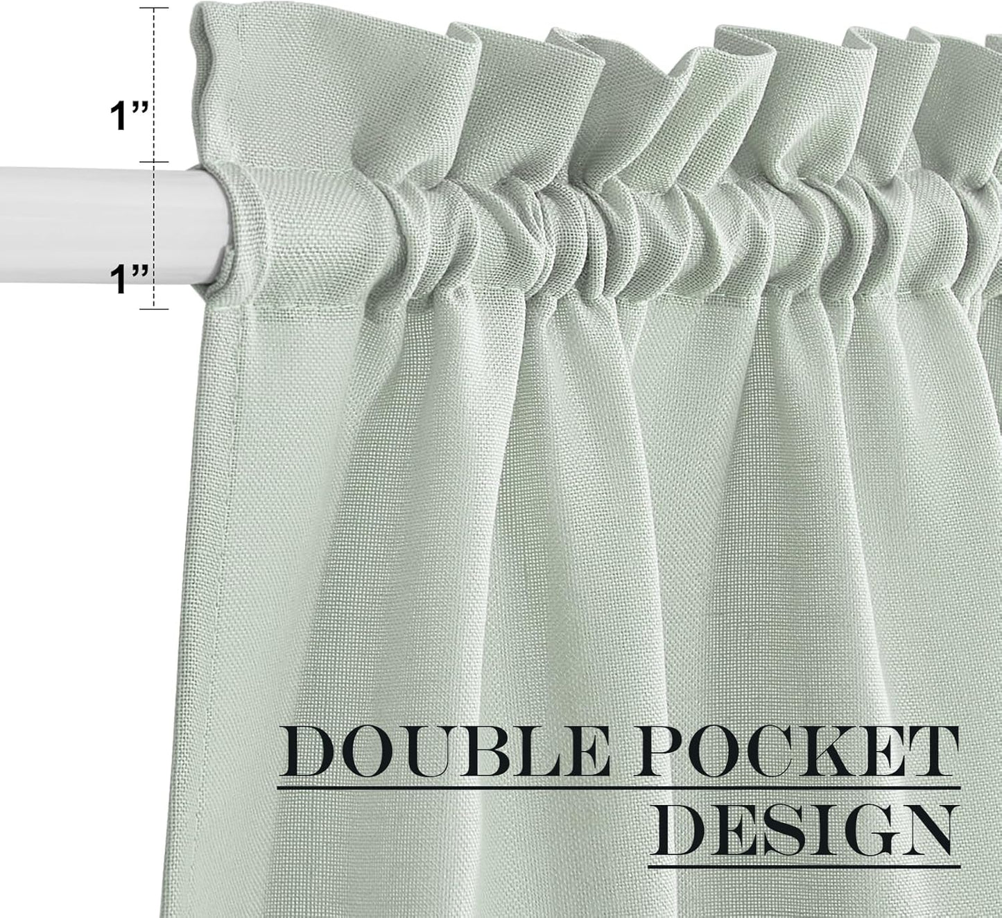 NICETOWN Sage Green Window Curtains Linen Blended, Privacy French Door Curtains Thermal Insulated Covering for Patio Glass Front with Tieback, W52 x L72 inch, 1 Panel