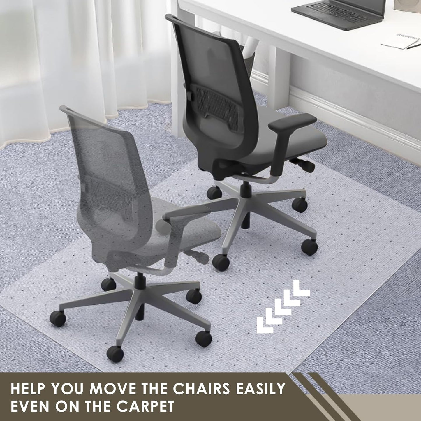 Azadx Heavy Duty Office Chair Mat for Carpet 51" x 63" Hard Material Chair Mat for Carpeted Floor Non-Slip Carpet Protector for Office Easy Glide Desk Floor Mat for Office Chair on Carpets 2 Pack