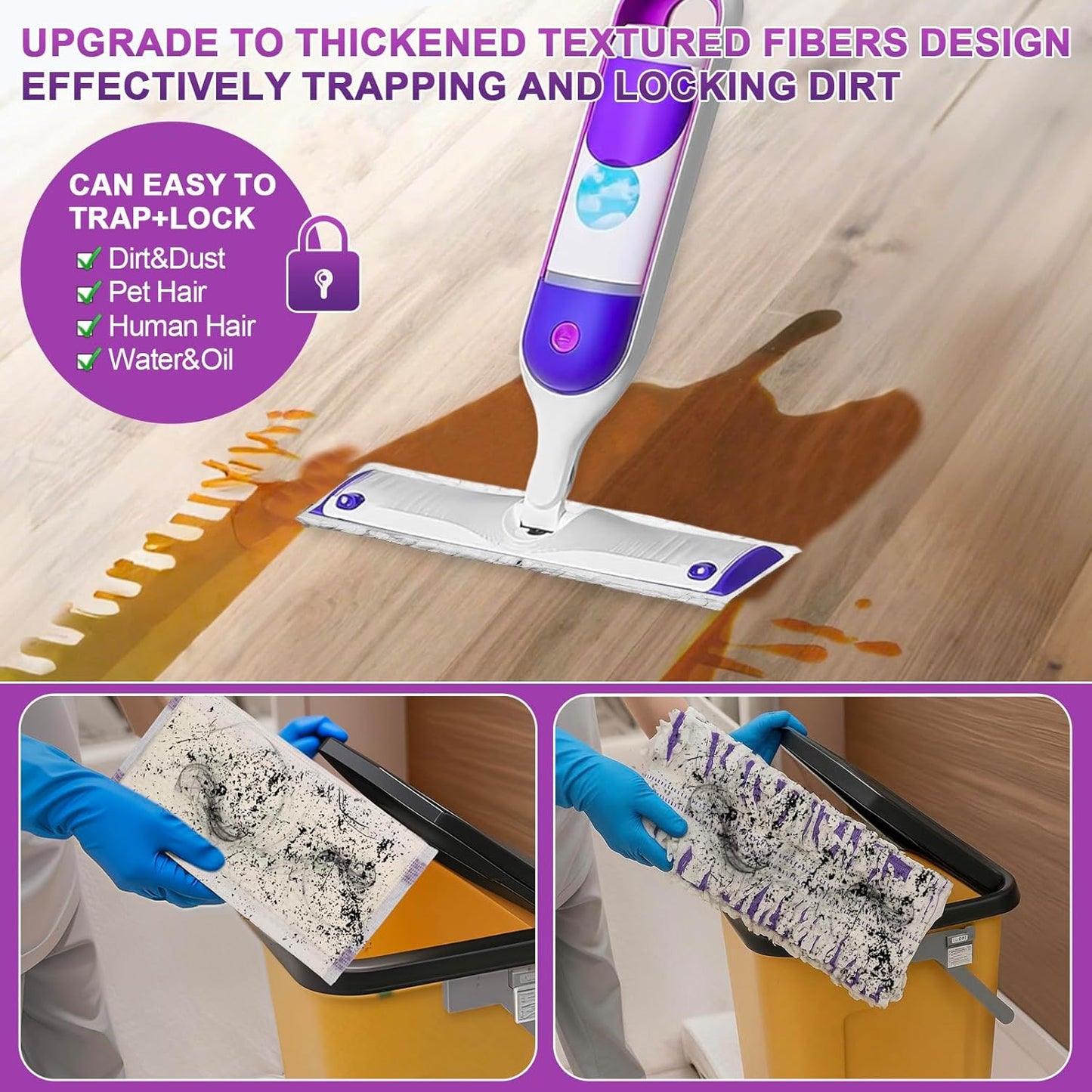 20 Count Disposable Mop Pad Refills for Swiffer Power Mop,Includes 10 Ultra-fine Fiber Mop Pads and 10 Super Absorbent Mop Pads,Compatible with Swiffer Power Mop，Replacement Mop Pad for Floor Cleaning