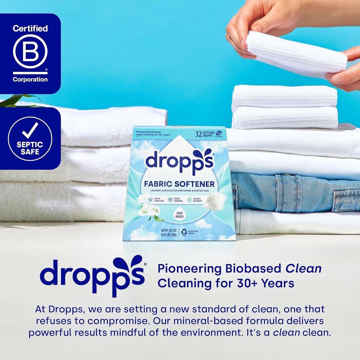 Dropps Laundry Fabric Softener Pods, Orange Blossom (64 Count) - Fabric Softener Liquid Pods for Fluffy, Soft Fabrics - HE Compatible Mineral Based Ingredients Laundry Supplies