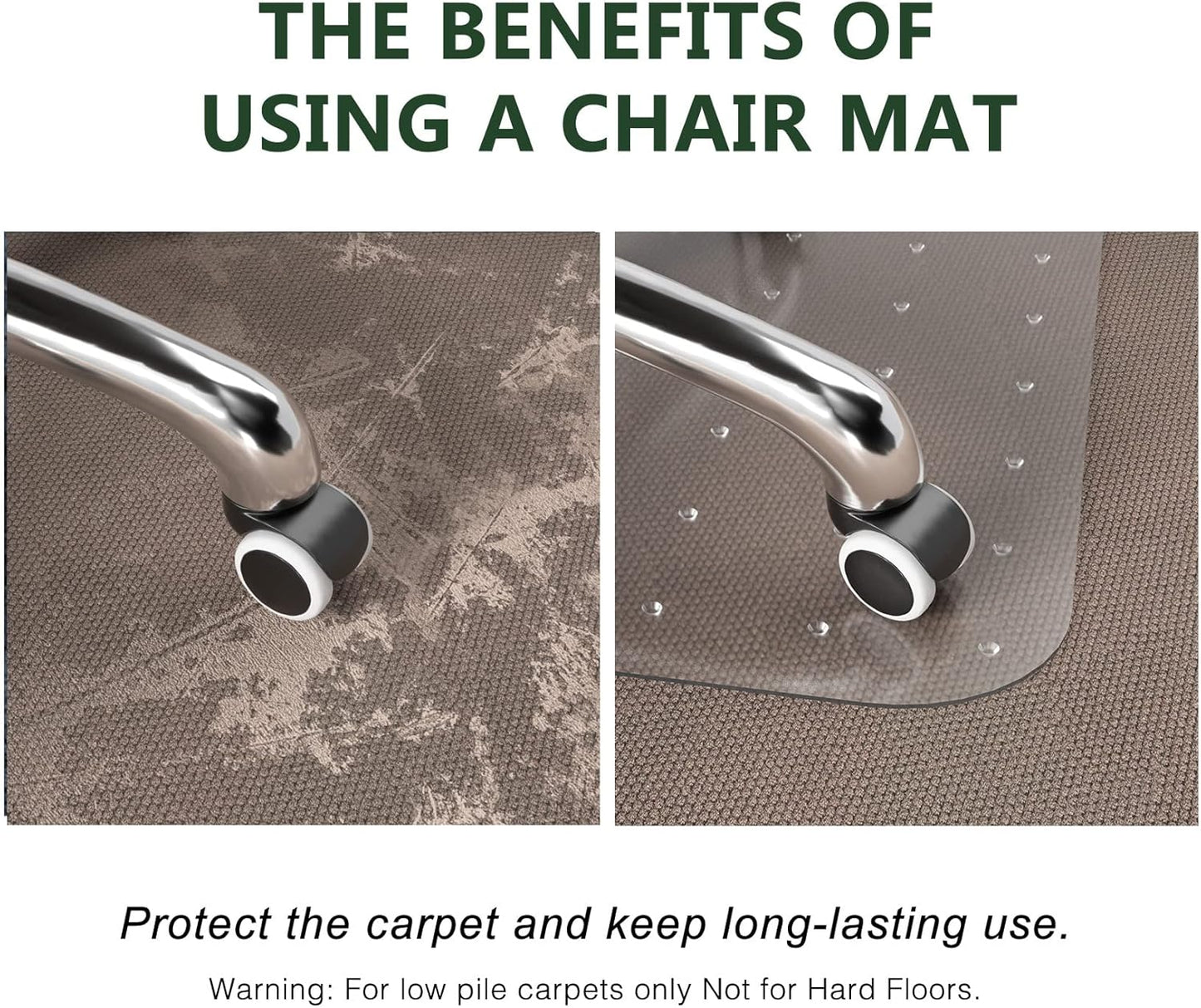 FuturHydro Office Chair Mat for Carpet, 46" x 60" Clear Office Home Floor Protector Mat, Transparent Mats for Office, Home and Gaming Floors (Rectangle)