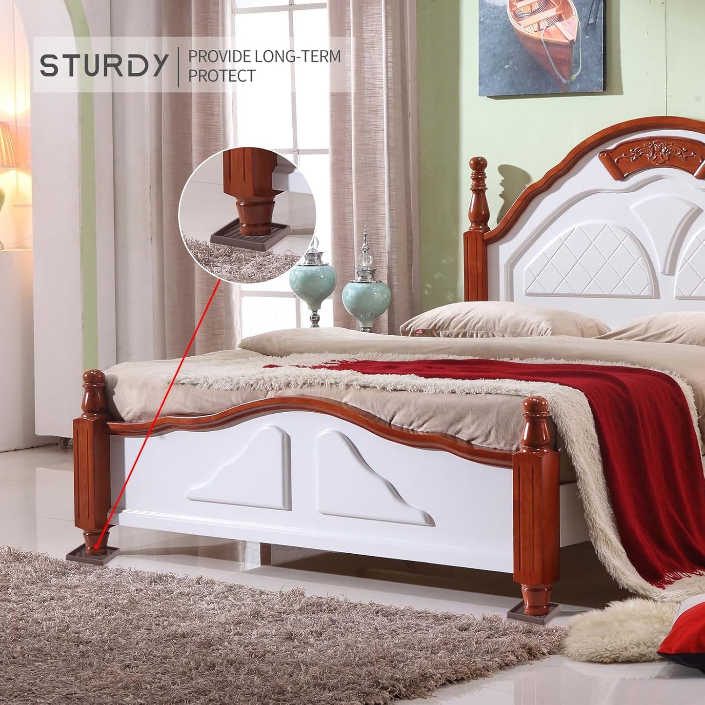 Non Slip Furniture Pads, 1.5” Round Rubber Caster Cups, 8 Pcs Furniture Coasters, Anti-Slip Gripper, Anti Slide Furnitures Feet Floor Protectors for Bed Couch Stoppers - Black