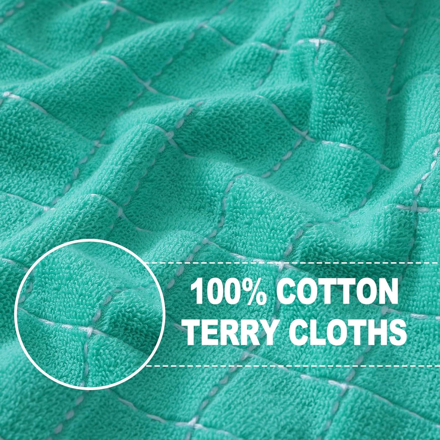 Homaxy 100% Cotton Terry Kitchen Towels(Turquoise, 13 x 28 inches), Checkered Designed, Soft and Super Absorbent Dish Towels, 6 Pack
