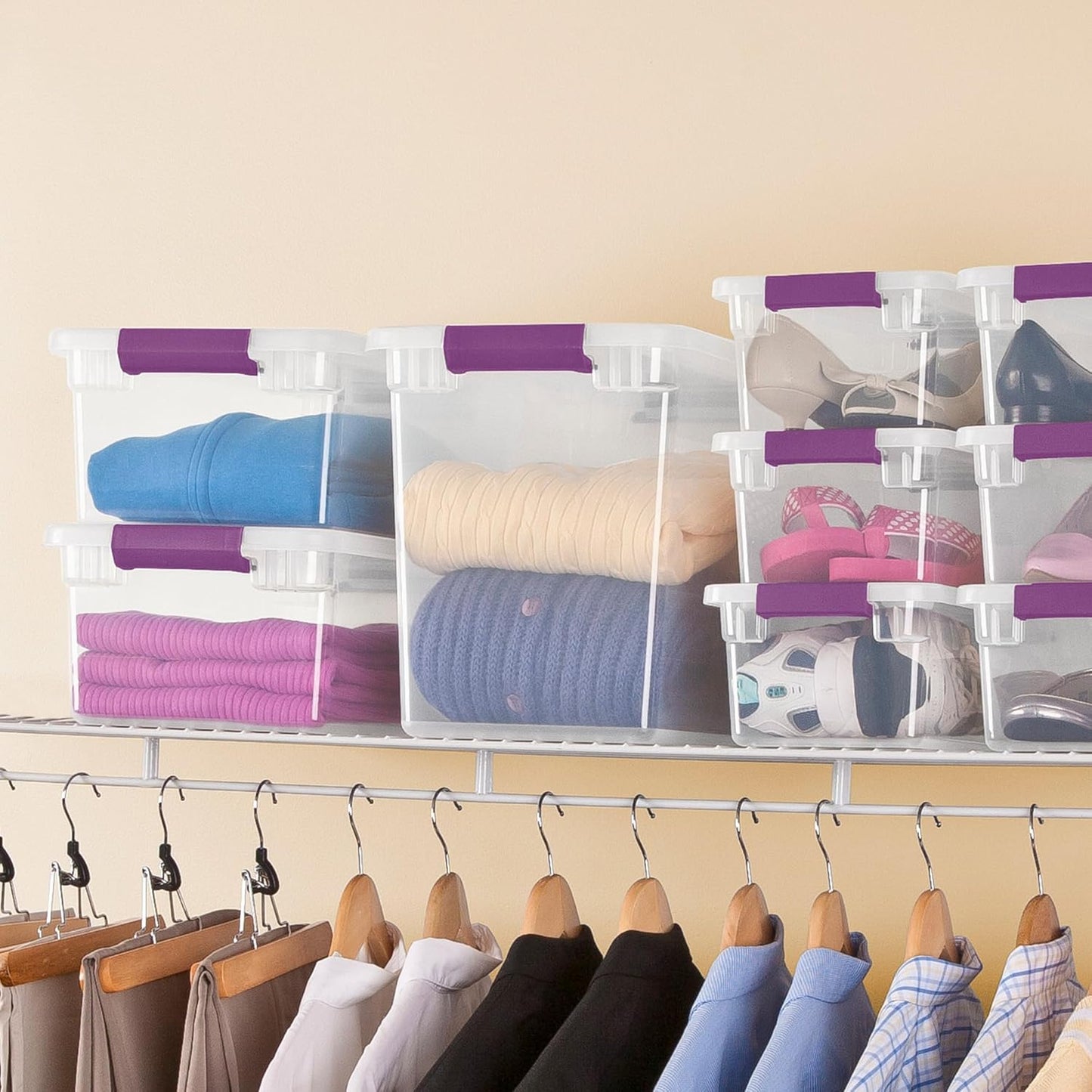 Sterilite 24-Pack 27 Quart ClearView Latch Box, Stackable Organizer Bins with Latching Lids - Clear Plastic Organization Containers for Closet, Bedroom, Shelving Units and Everyday Home Storage