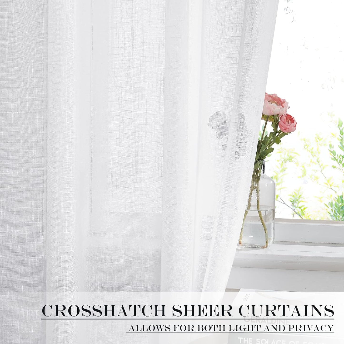 NICETOWN White Sheer Curtains for French Front Door, Short Curtains for Small Window, Sidelight Thermal Insulated Door Side Window Covering, W26 x L64, 1 Panel