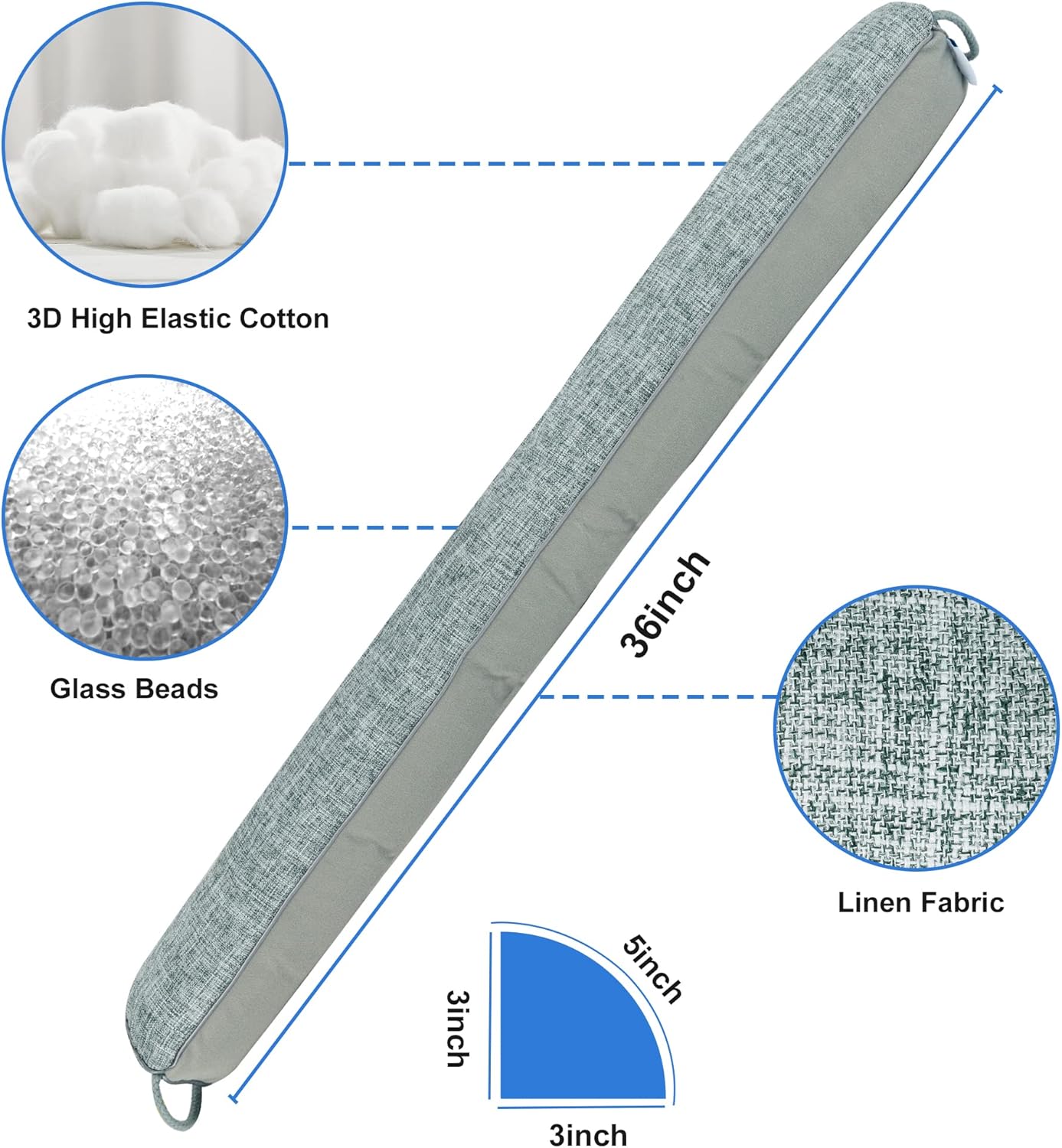 NABOWAN 36" Weighted Under Door Draft Stopper -Triangular Door Draft Blocker with Hook Loops for Easy Install, Save Energy, Home Room Essentials