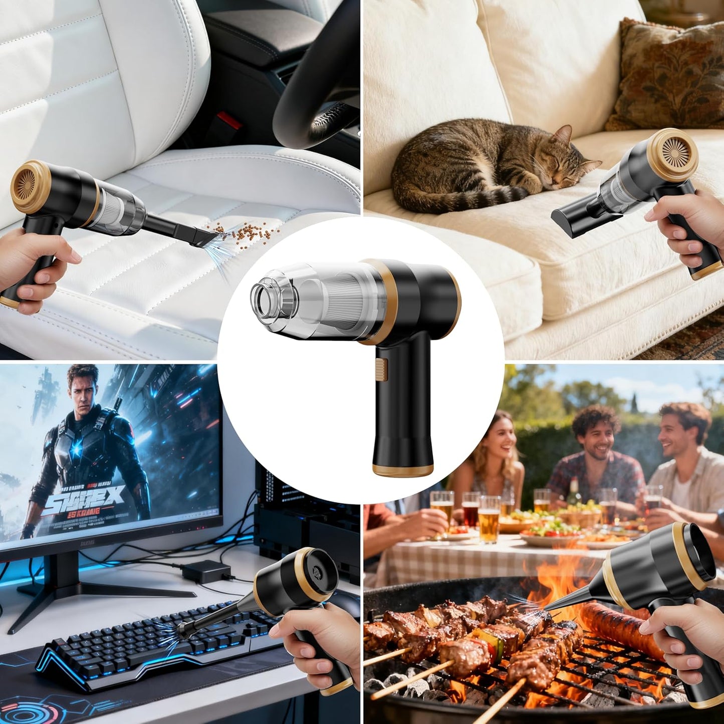 Mini Car Vacuum 15000Pa Portable Cordless Handheld Vacuum Cleaner and Air Duster with 2 Filter for Car, Sofa, Office, Pet, Home