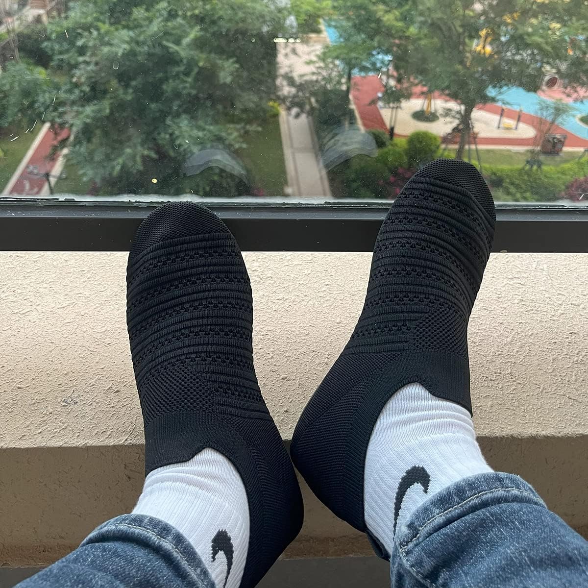 QZKDM Lightweight Slip on Grip Indoor House Slippers Barefoot Non Slip Home Exercise Yoga Shoes for Men Women