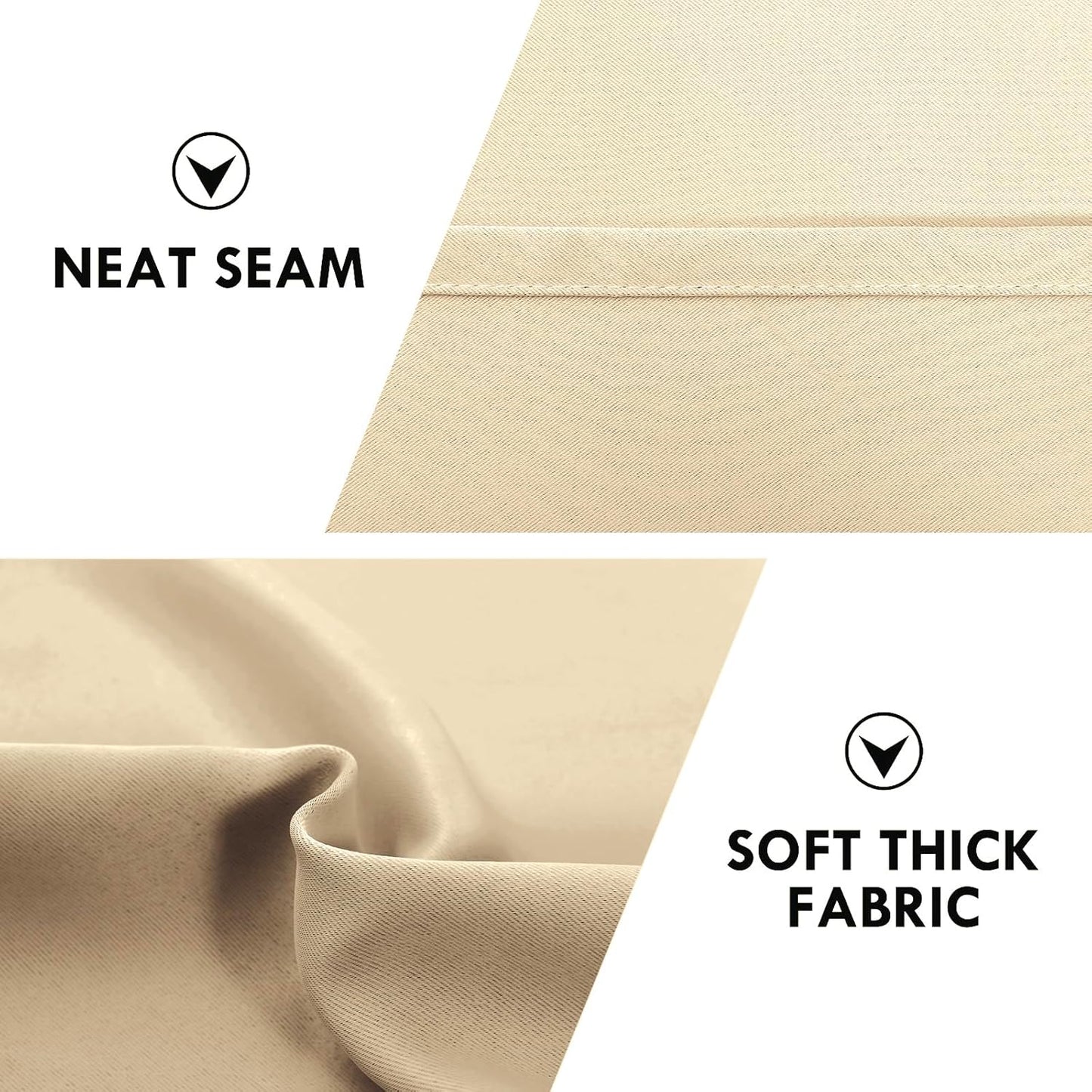 DWCN Blackout Curtains Room Darkening Thermal Insulated Bedroom Curtains Window Curtain Panels, 52 x 54 inches Long, Set of 2 Beige Rod Pocket Drapes