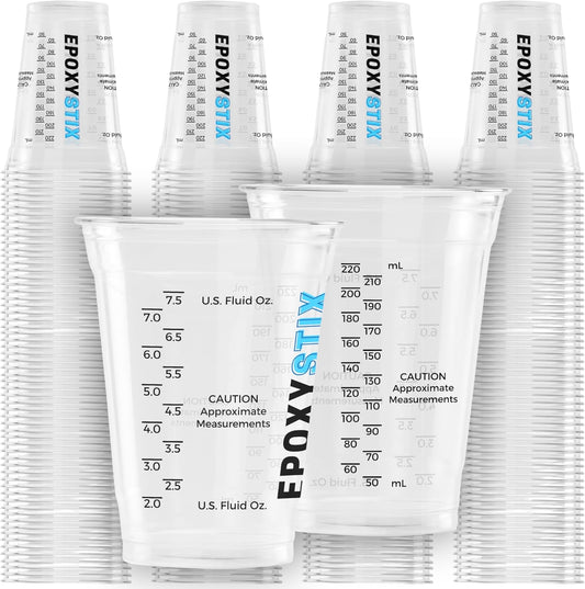 [Pack of 250] 10oz Disposable Measuring Cups for Mixing Epoxy Resin - Measurements in mL and Oz - Multipurpose Reusable Paint, Epoxy, Stain, Liquid Mixing Cups