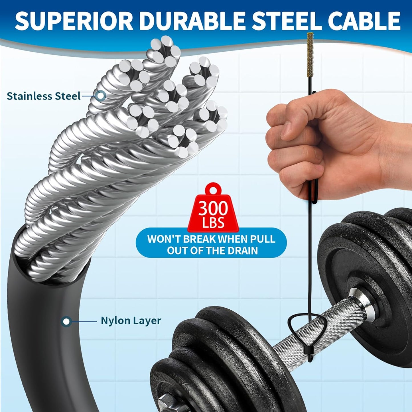 30 Inches Drain Snake Hair Clog Remover, Upgraded Anti-break Metal Plumbing Snake with Nylon Layer, Drain Hair Remover for Shower Drain, Bathroom Clogs, Kitchen Sink Drain Cleaning(5 Pack)