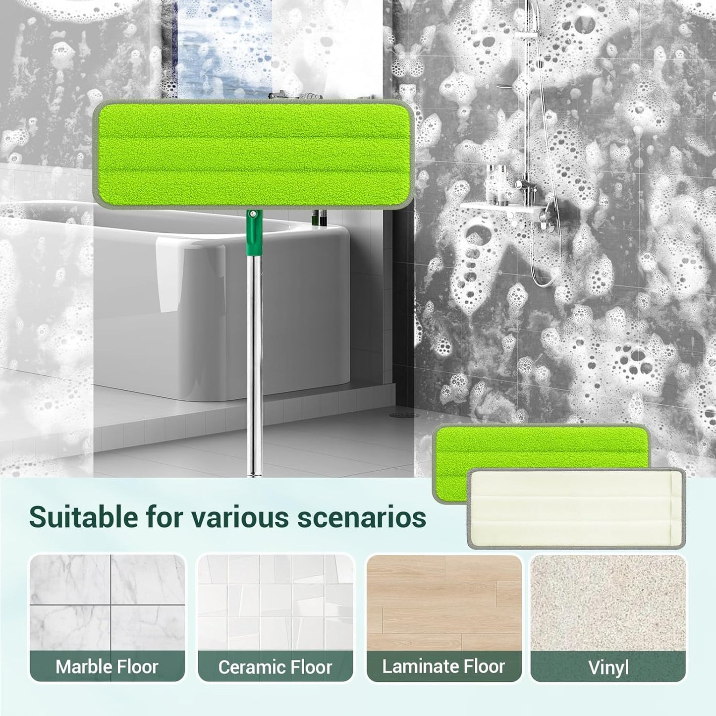 10Pcs Mop Replacement Pads,Compatible with Libman Rinse 'n Wring Mop Universal Mop Pads Mop Head Refills Washable Wet Mop,Compatible with Most 11-13” Size Mops