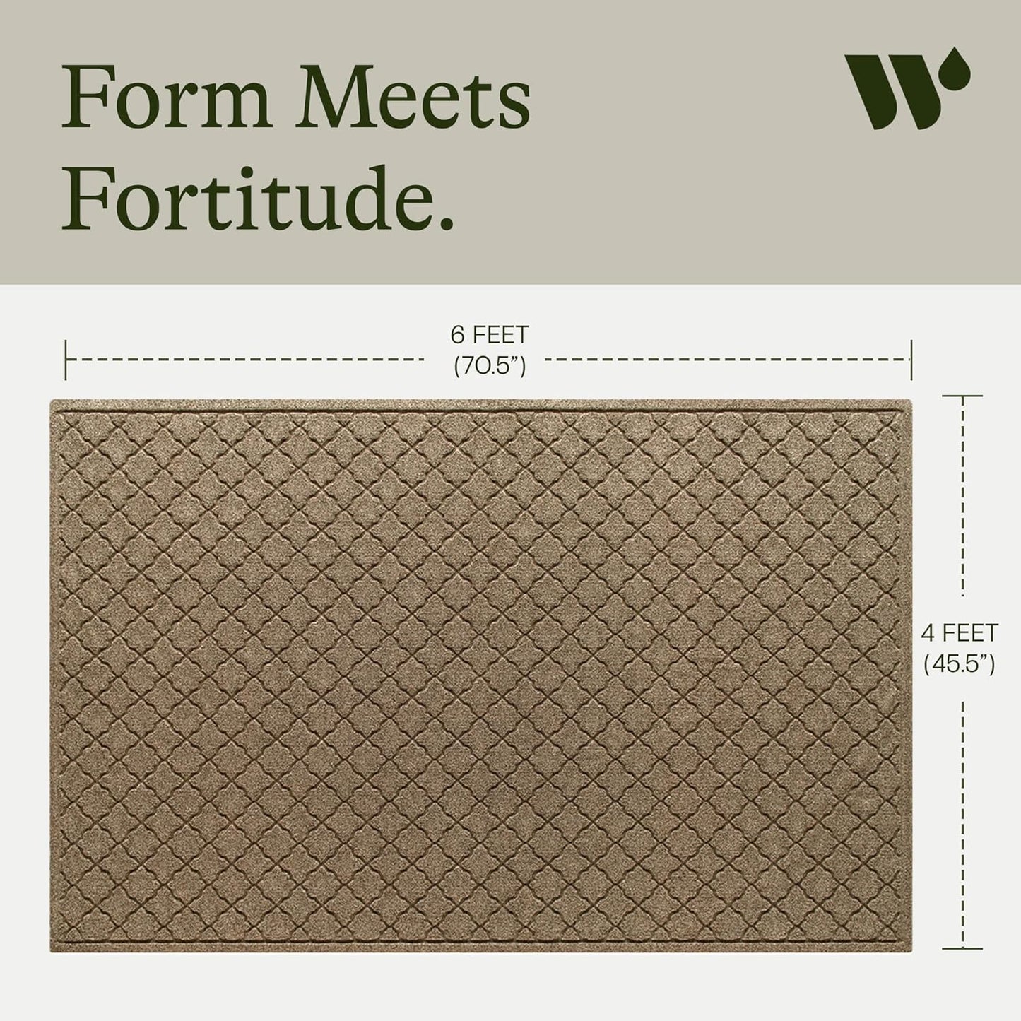 WaterHog Heavy Duty Doorway Mat, 4' x 6', Made in USA, Durable & Skid-Resistant Entryway Mat, Water-Trapping, Indoor/Outdoor Decorative Floor Covering, Cordova Collection, Khaki/Camel