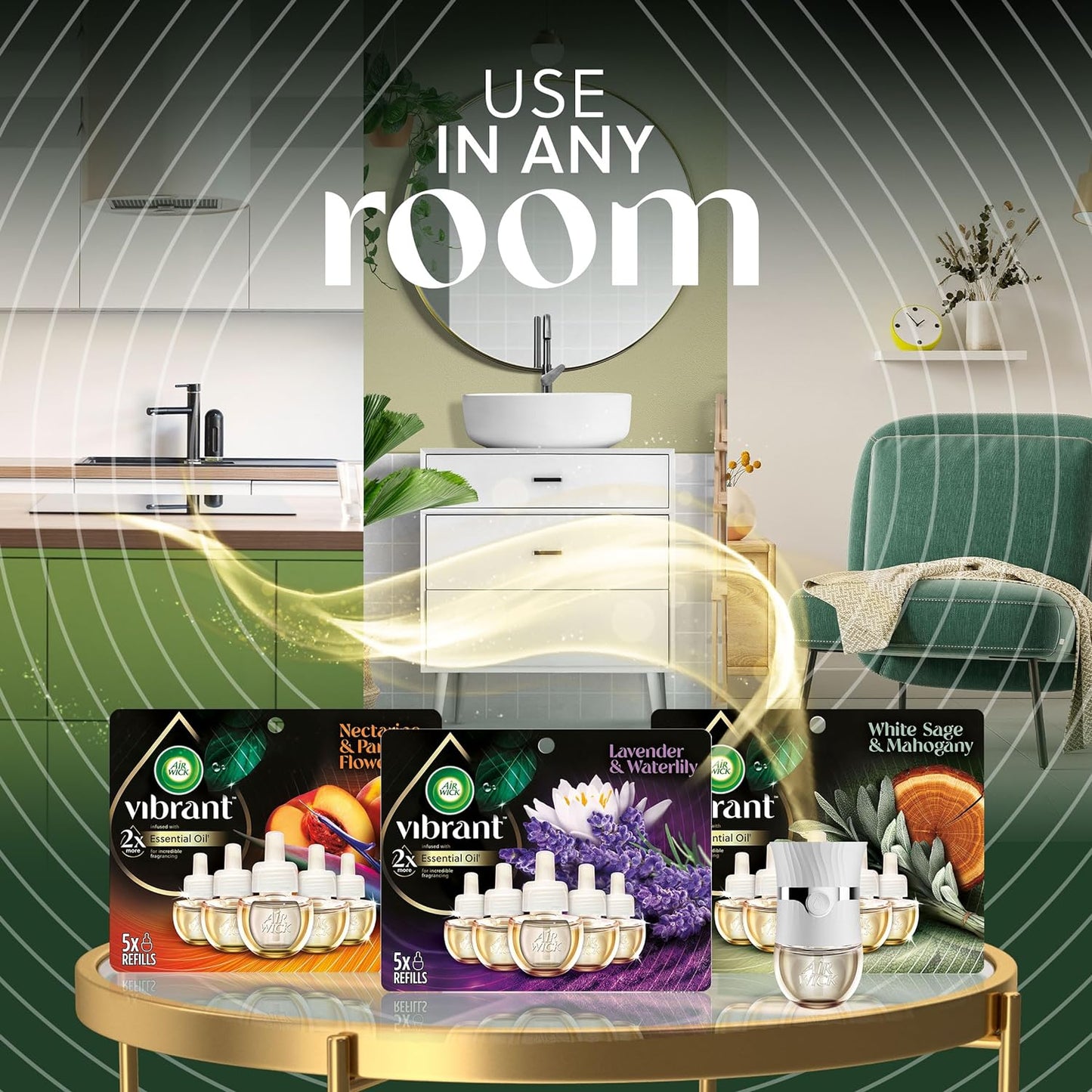 Air Wick Plug In Scented Oil Refills, White Gardenia+Plumeria, Air Fresheners for Home Long Lasting, Room Fresheners,Air Freshener Plug In, Essential Oils, Home Essentials for Small&Large Spaces,5 ct