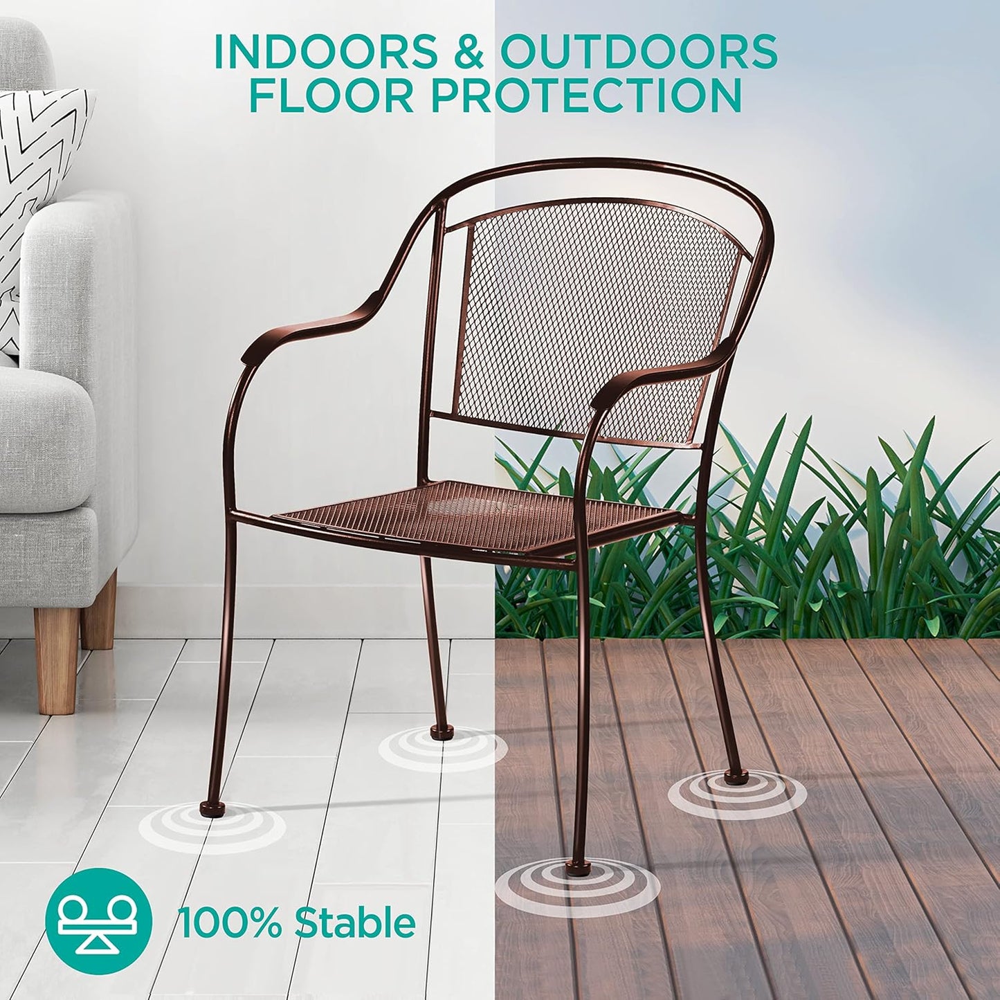 Wrought Iron Patio Furniture Feet Caps (32 Pack, Black) - 1.5" Round Plastic Outdoor Chair Leg Caps, Patio Furniture Replacement Feet