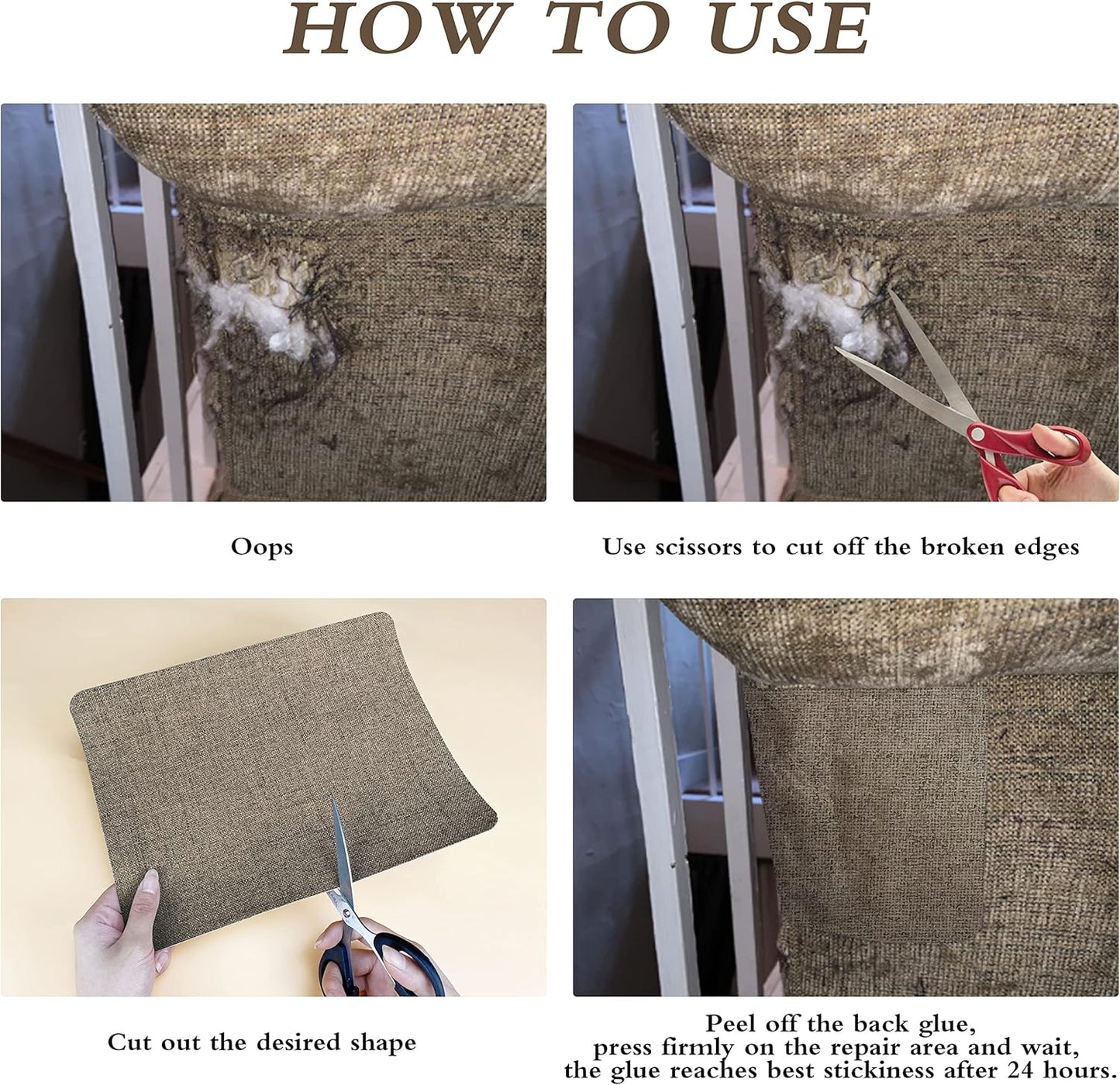 KING MOUNTAIN Fine Linen Repair Patches, Self-Adhesive Linen Fabric Patches, 8X11 inch Extra Size, Multi Color, Can be Used for Linen Sofa Repair and Linen Clothes Repair(Black,8" x 11")