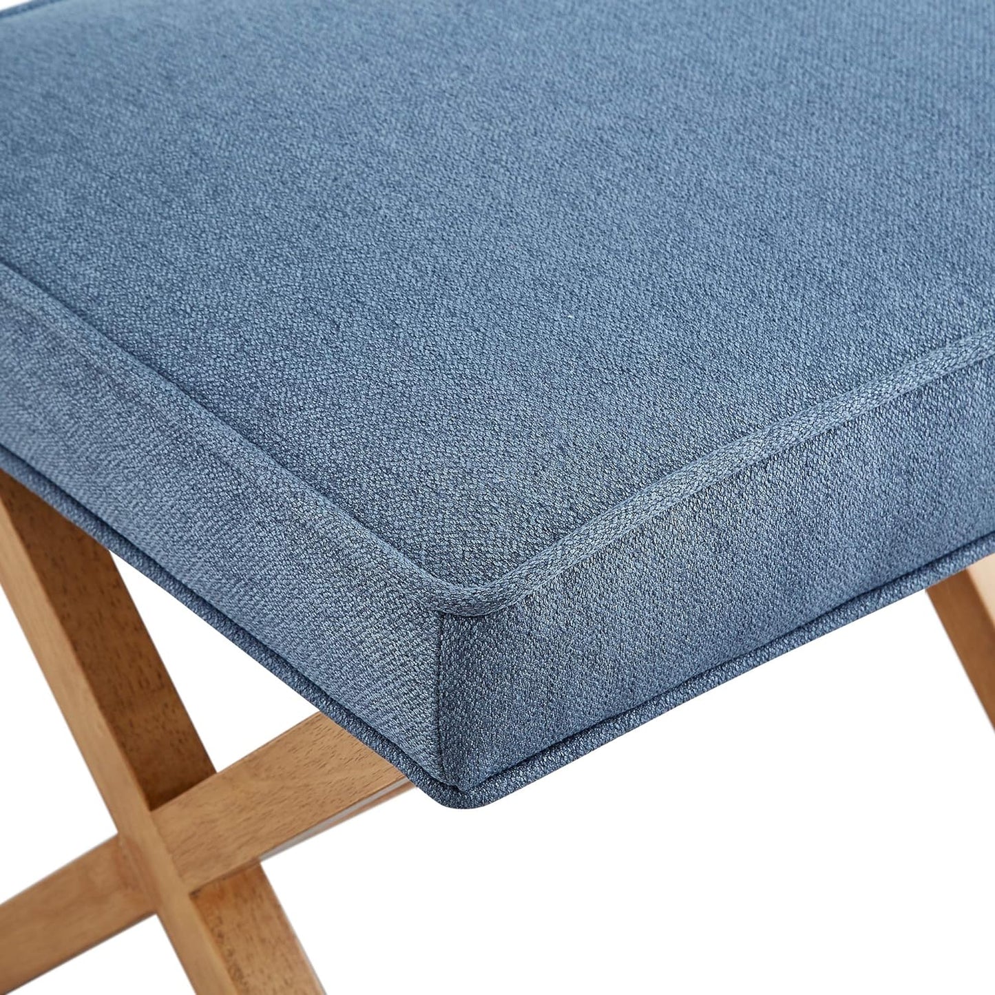 Amazon Basics Small Ottoman Foot Rest, Mid-Century Modern X Square Polyester Foot Stool, Indigo Blue, 20"W x 18"D x 18"H (Previously Rivet Brand)