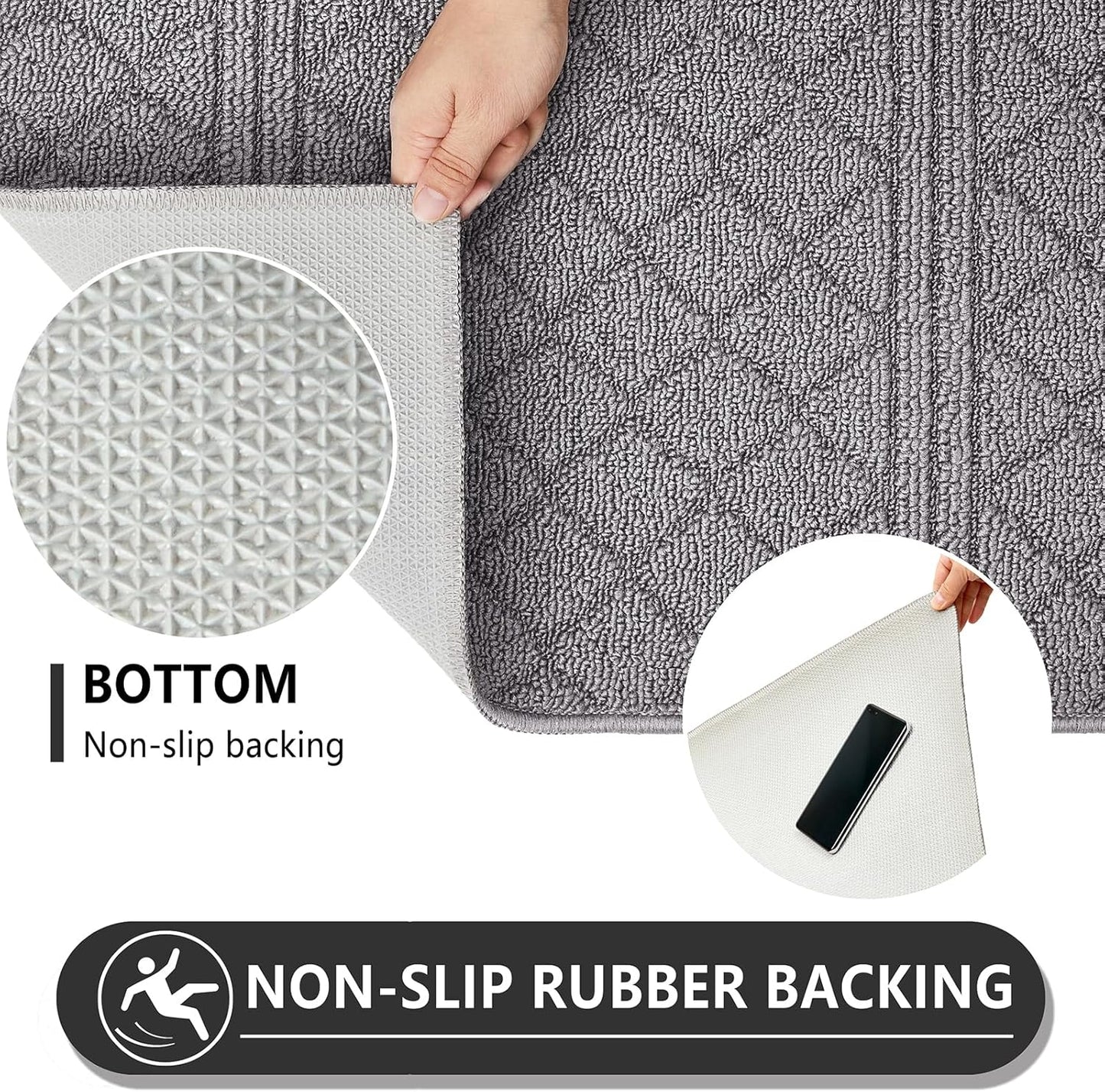 REFETONE Indoor Doormat, Front Back Door Mat 32"x40" Absorbent Rubber Backing Non Slip Door Mats, Low-Profile Resist Dirt Rugs, Machine Washable Door Rug Inside Floor Mat for Entryway, Light Grey