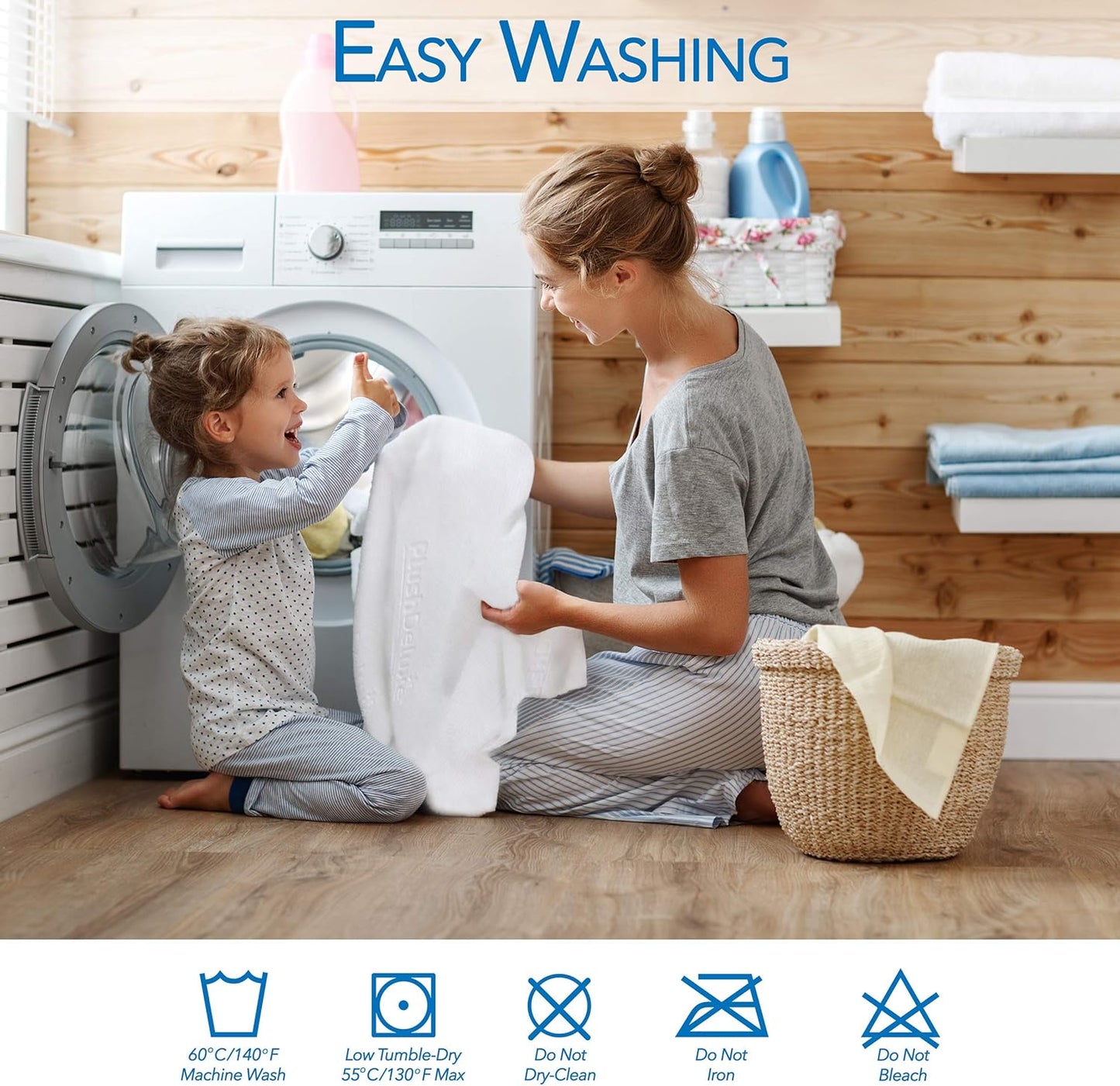 PlushDeluxe Premium Bamboo Mattress Protector – Full Size, Waterproof, & Ultra Soft Breathable Noiseless Washable Bed Mattress Cover for Comfort & Protection - White