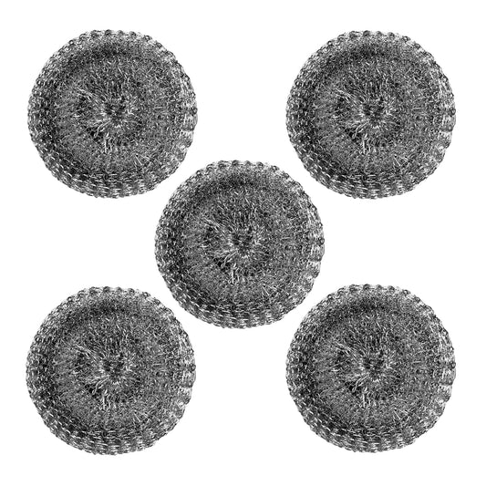 5 Pcs ESSPERTA Stainless Steel Wool Scrubber，5 Steel Scrubber Wool Pads for Cleaning Dishes, Metal Scrubber Pot Scrubbers Can Clean Iron Pots, Stoves, Barbecue Grills, Wash Sink