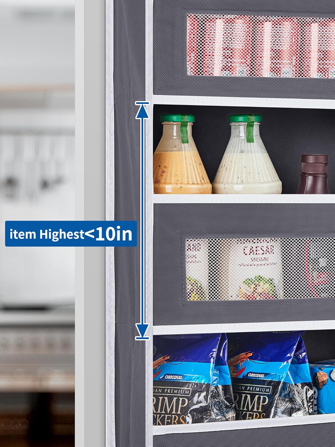 JARLINK 2 Pack Over The Door Organizer, 5 Shelf Door Hanging Organizer with 5 Large Pockets, 44 lbs Weight Capacity Hanging Storage for Bathroom, Bedroom, Nursery, RV, Pantry (Dark Grey)