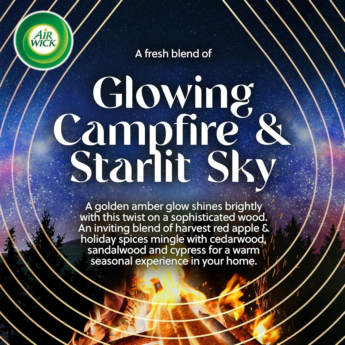 Air Wick Plug In Vibrant Scented Oil, Campfire + Winter Woods, Air Fresheners for Home Long Lasting,Home Room Fresheners,Air Freshener Plug In, House Essentials for Small Spaces + Large Spaces,5 ct