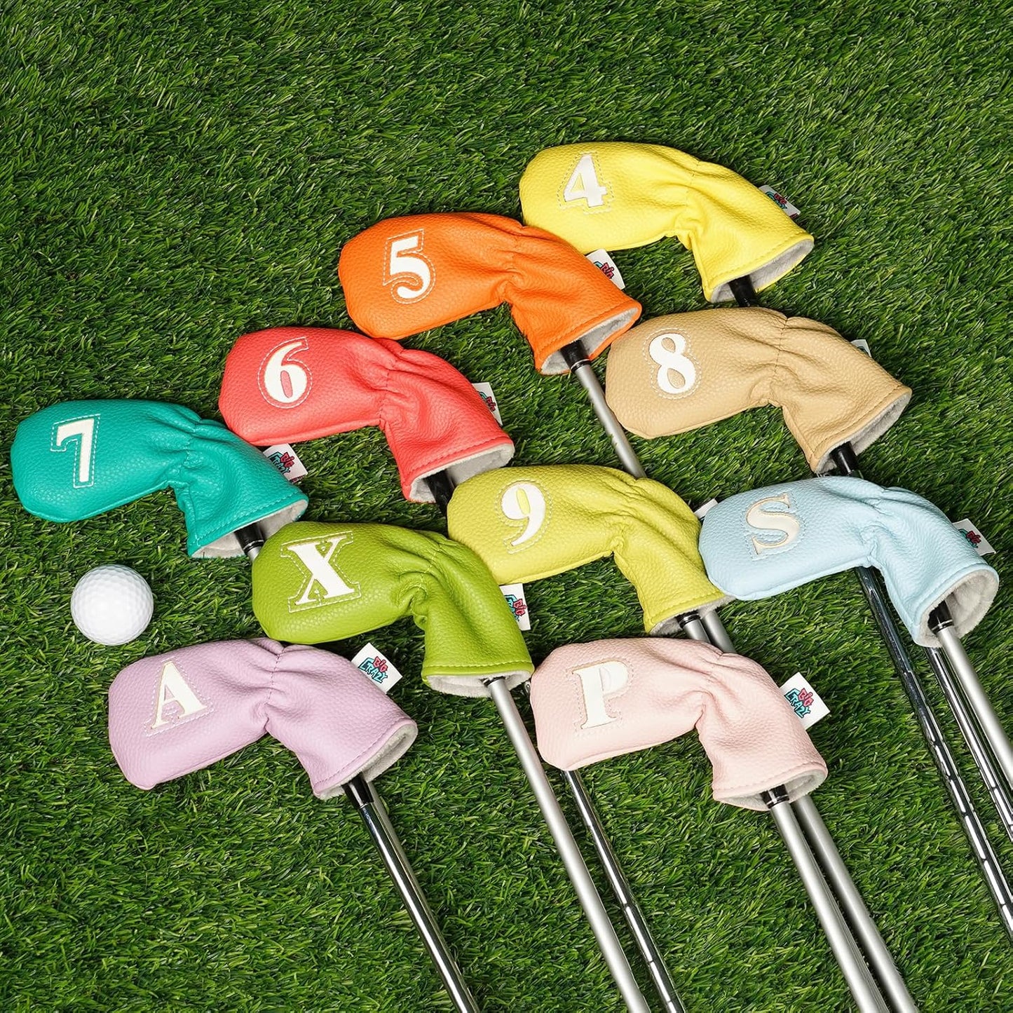 Big Crazy Golf Iron Covers, 10pcs Colorful Iron Head Covers, Long Neck and Elastic Closure for Club Protect, Golf Iron Head Covers Set for Man and Woman