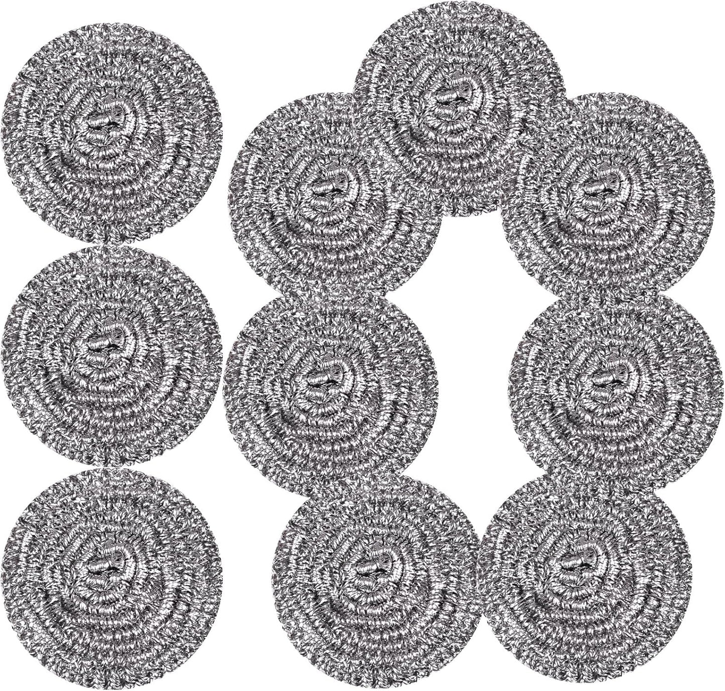 Stainless Steel Scrubber Scrubbing Scouring Pad Sponges Clean Pot Pan and Steel Wool for Kitchen Bathroom (10Pcs Metal Scrubber)
