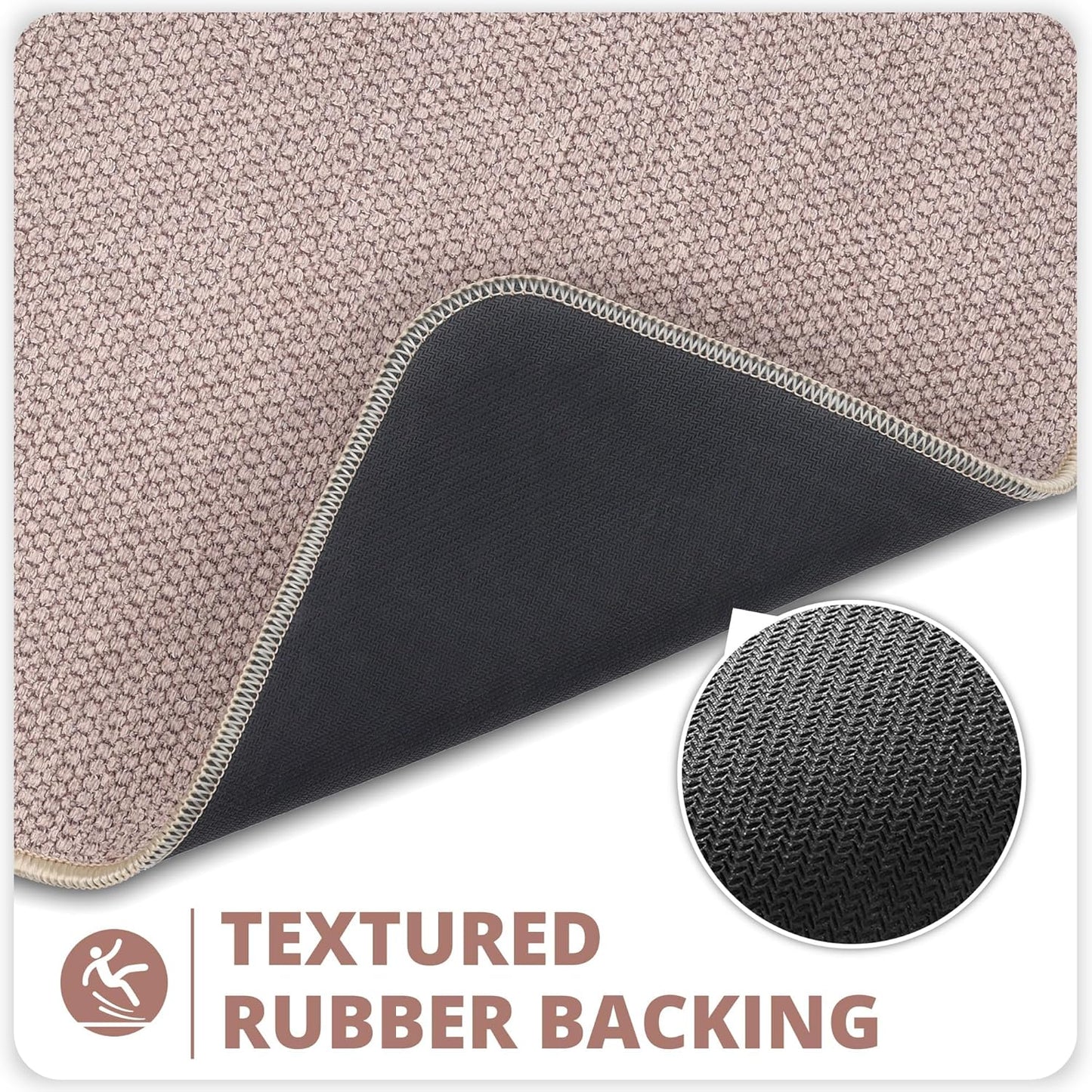 Bathroom Rugs Set 2 Pieces,Thin Bathroom Mats,Toilet Rugs,Quick Dry,Non-Slip,Machine Washable,Low Pile,Absorbent Bath Mats,Shower,Sink,Home Decor Accessories.Beige,1'5"x2'3"+1'8"x2" U Shape