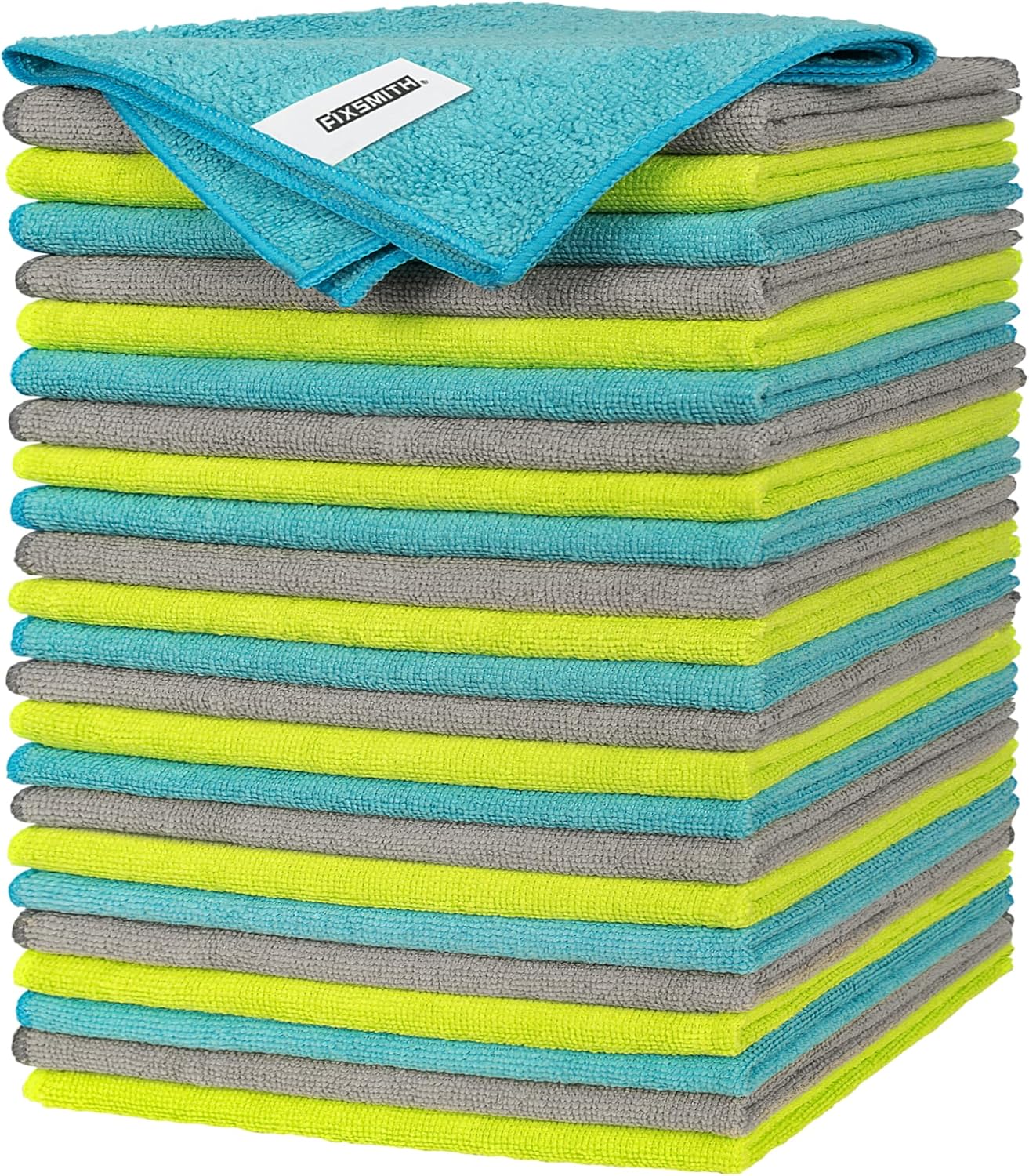 FIXSMITH Microfiber Cleaning Cloth - Pack of 24, Multi-Functional Cleaning Towels, Size: 12 x 16 in, Highly Absorbent Cleaning Rags, Lint-Free, Streak-Free Cleaning Cloths for Car Kitchen Home Office