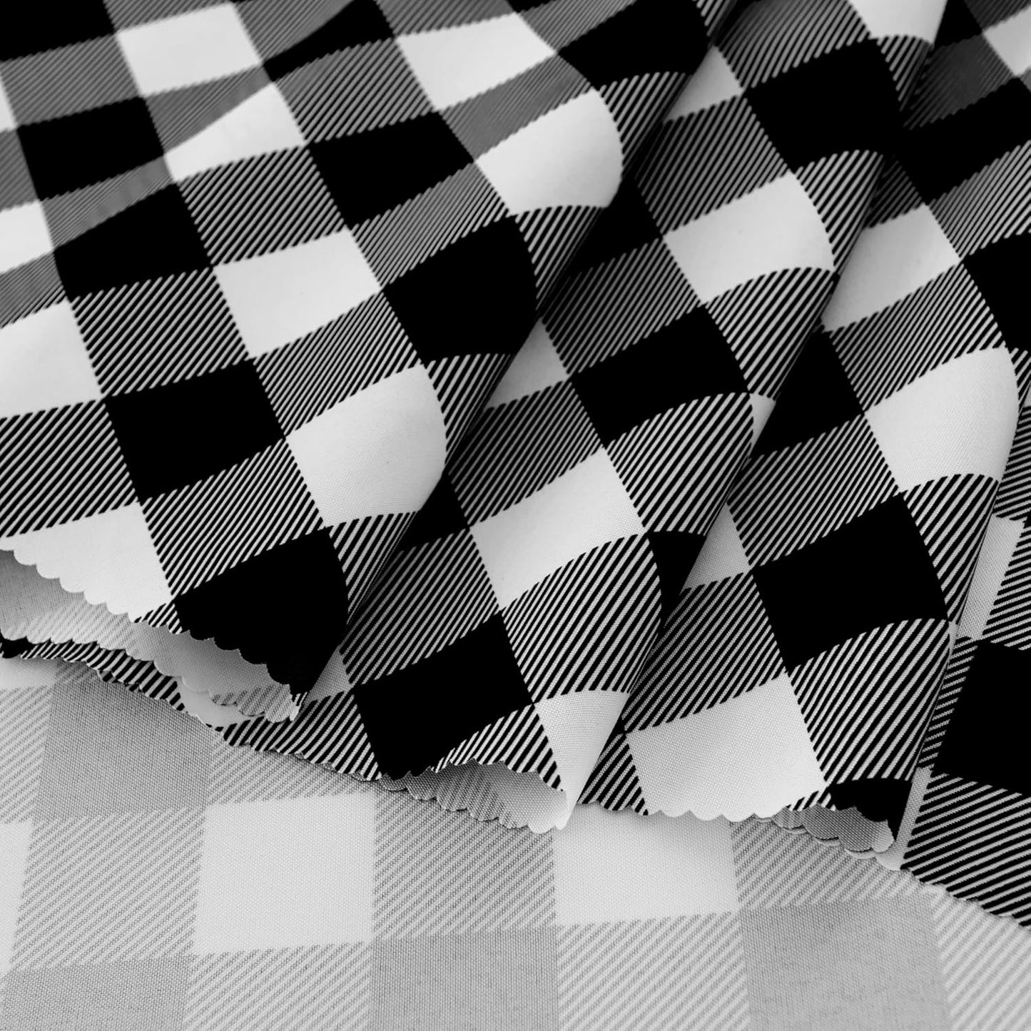 Waterproof Plaid Tablecloth Fabric - Round 58 Inch Classic Gingham Checker Table Cloth for Indoor/Outdoor Use - Buffalo Table Cover for Picnics, BBQs, and Parties