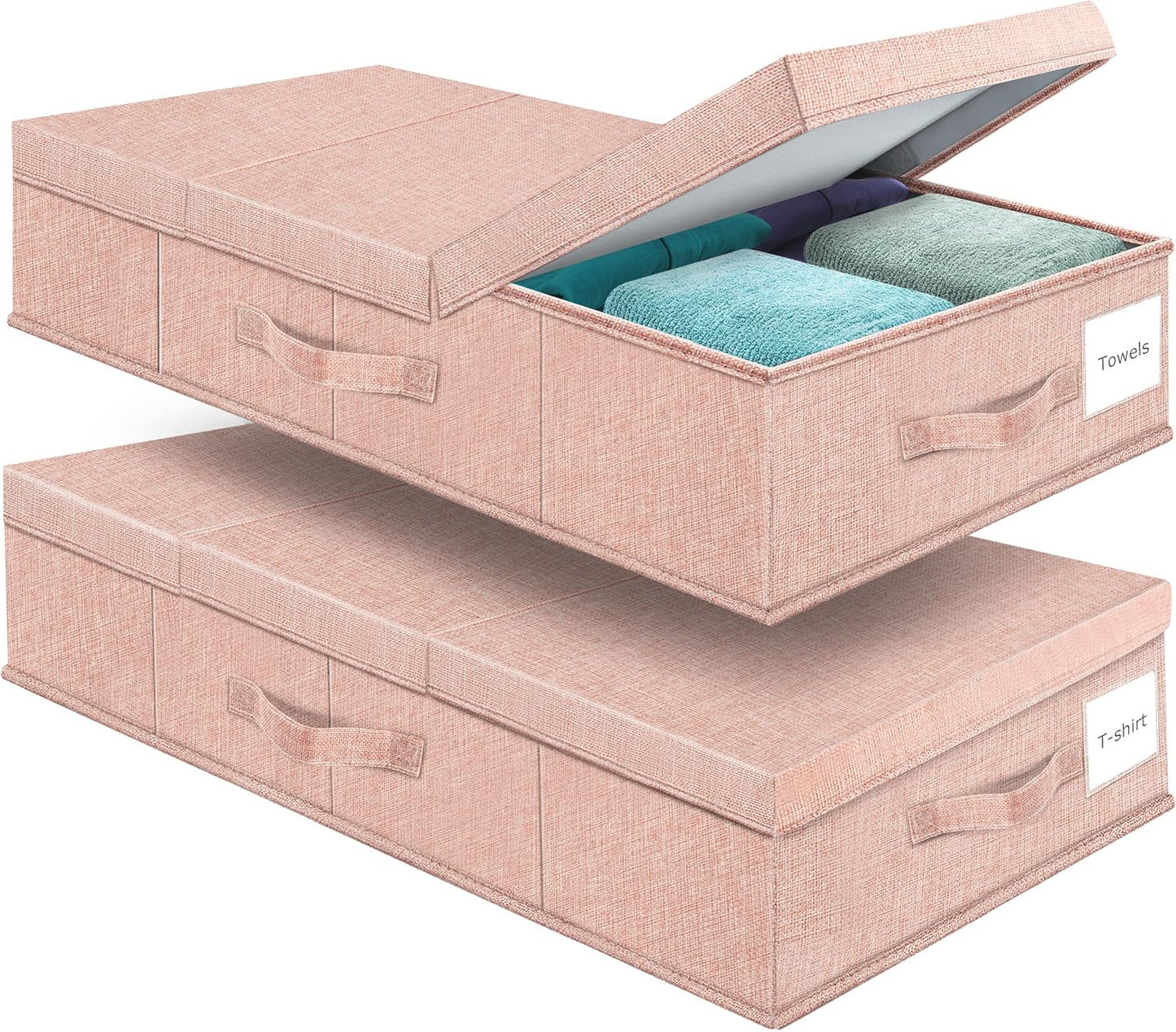 Underbed Storage Containers Bin with Lids, Large Under Bed Storage Organizer Box with Handle, Foldable Under the Storage Bags for Organizing Clothes, Shoes, Blankets, Pillows