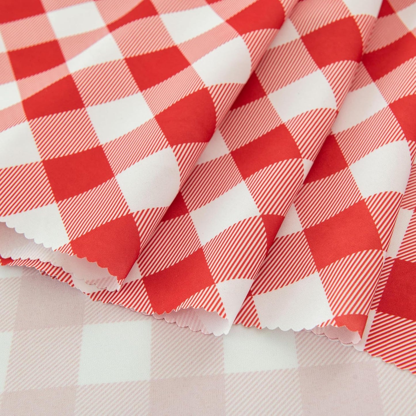 Waterproof Plaid Tablecloth Fabric - Round 70 Inch Classic Gingham Checker Table Cloth for Indoor/Outdoor Use - Buffalo Table Cover for Picnics, BBQs, and Parties