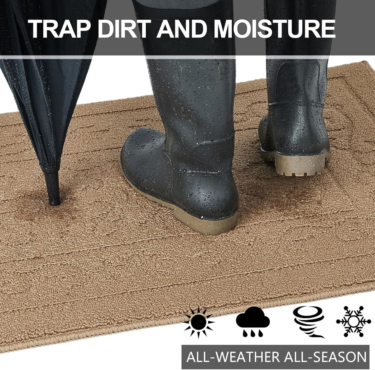 FONEYI Indoor Door Mat 32" x 48", Dirt Trapper Door Mats Non-Slip Entryway Rugs Washable, Absorbent Resist Dirt Welcome Mat, Low Profile Inside Floor Mats for Front Back Door and Entryway, Beige