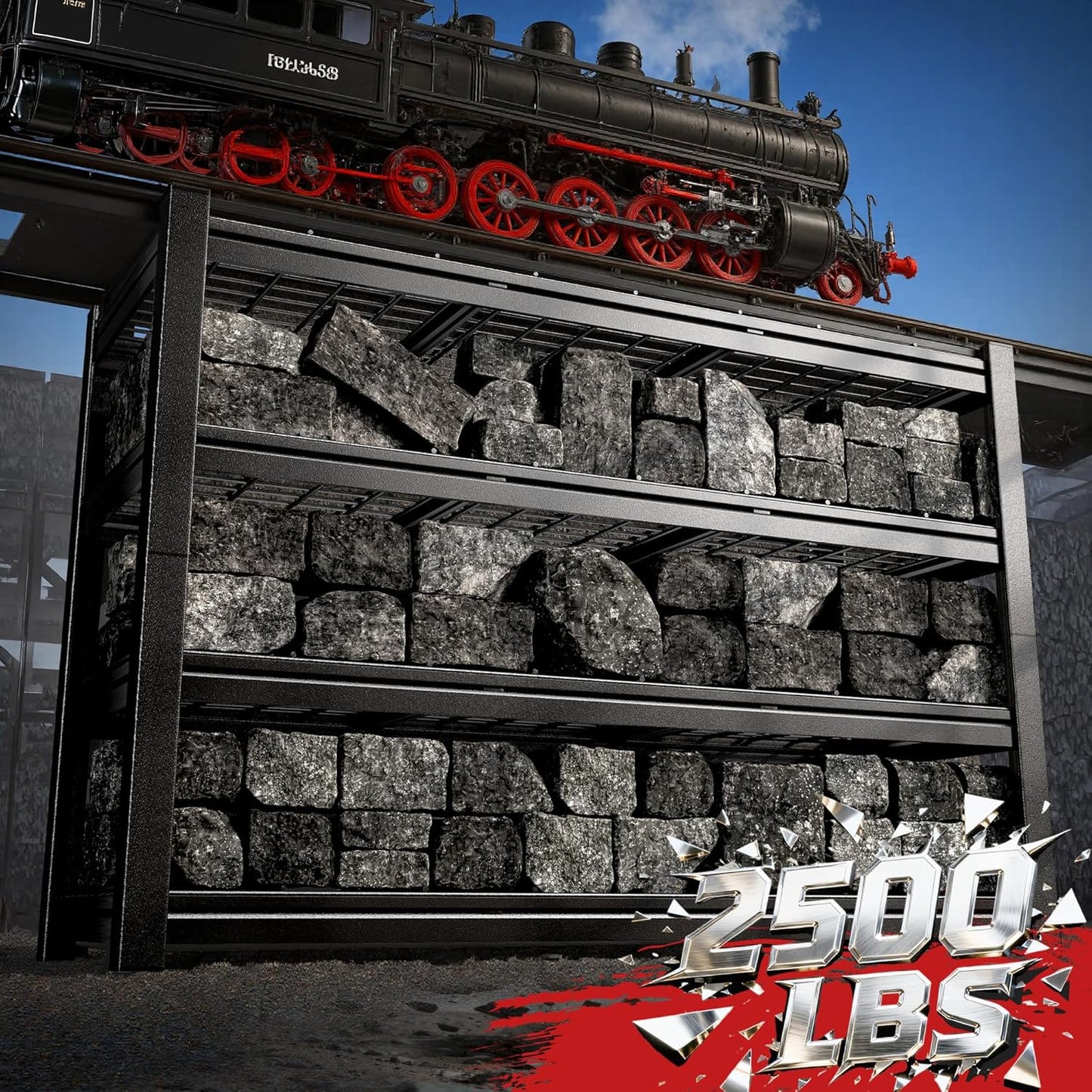 60.1" W Storage Shelves Extra Wide Metal Shelving 2500LBS Garage Shelving Adjustable 4 Tier Garage Shelves Industrial Metal Shelf for Basement Warehouse Shop 60.1" W x 24.1" D x 60" H