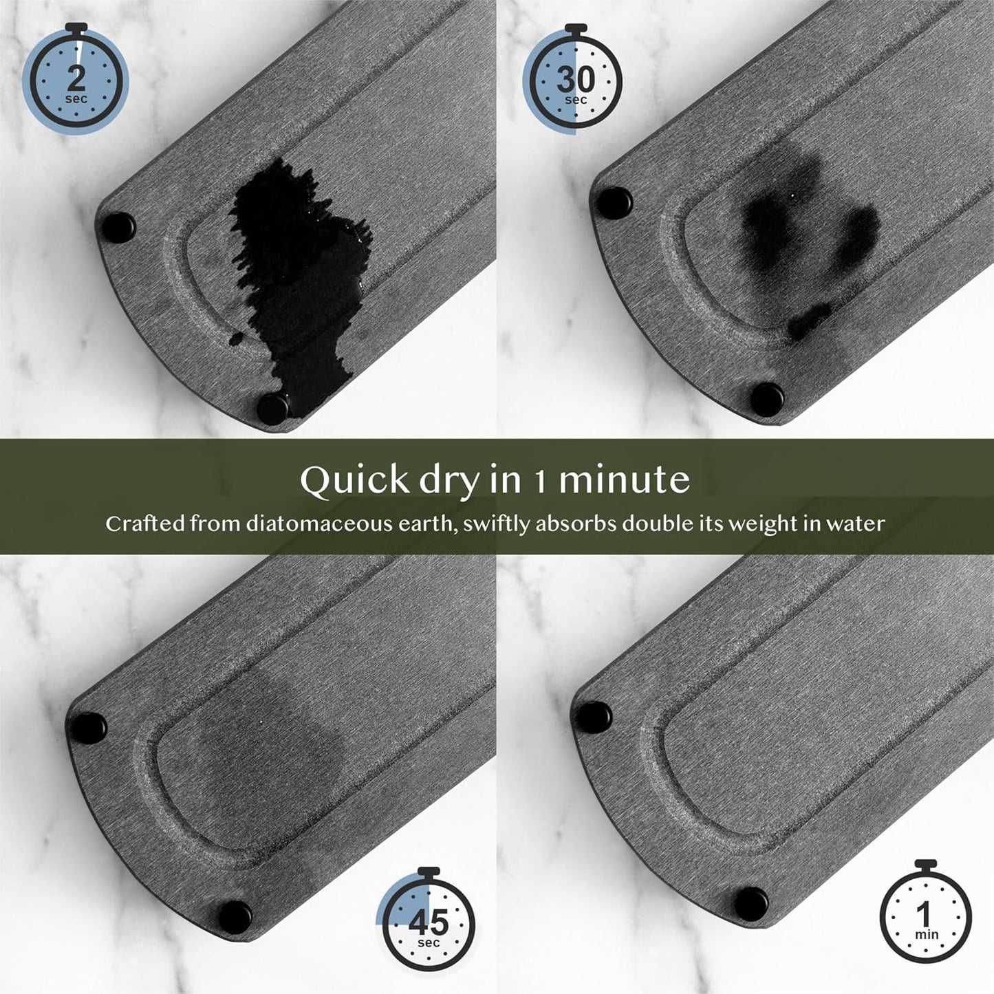 2PCS Water Absorbing Stone Soap Tray for Kitchen Bathroom Sink, Quick Dry Diatomaceous Earth Drying Rack and Shower Caddy, Soap Dispenser and Sponge Holder Organizer for Countertop