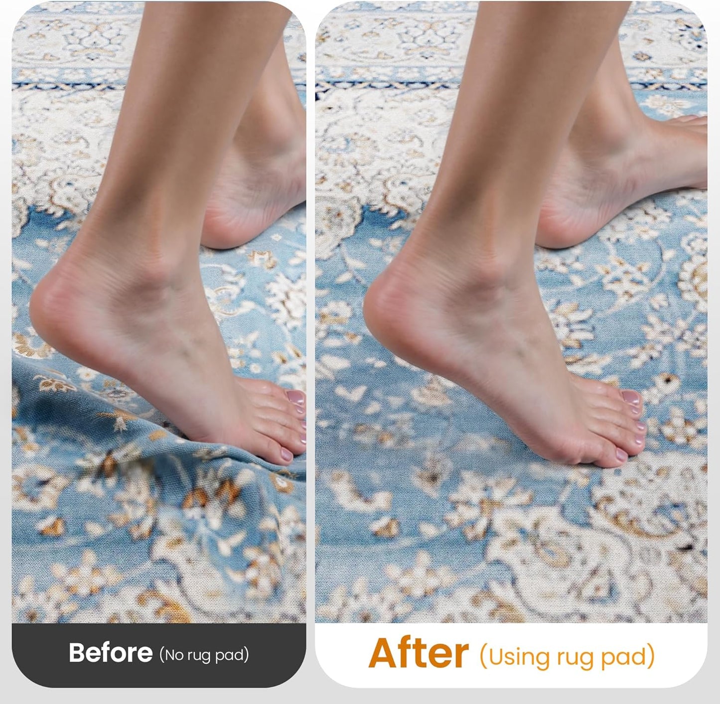 Non-Slip Rug Pad Gripper 8x11 Feet, Anti Skid Mat for Under Area Rugs, Keeps Rugs in Position and Safe, Thick Cushioned Carpet Pad for Hardwood Floors Protection