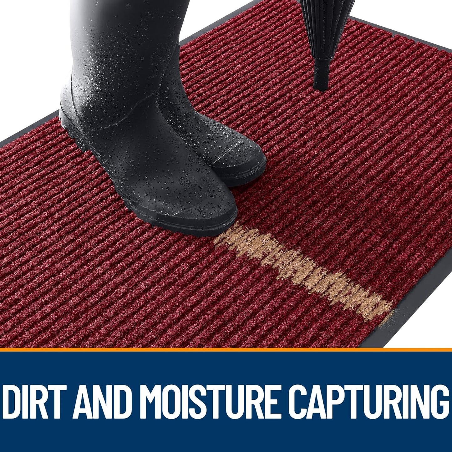 OLANLY Front Door Mat Indoor Outdoor Entrance, Waterproof Heavy Duty Doormat, Fade Resistant, Low Profile, Easy Clean Patio Porch Welcome Floor Mats for Entry, 36x24, Wine Red