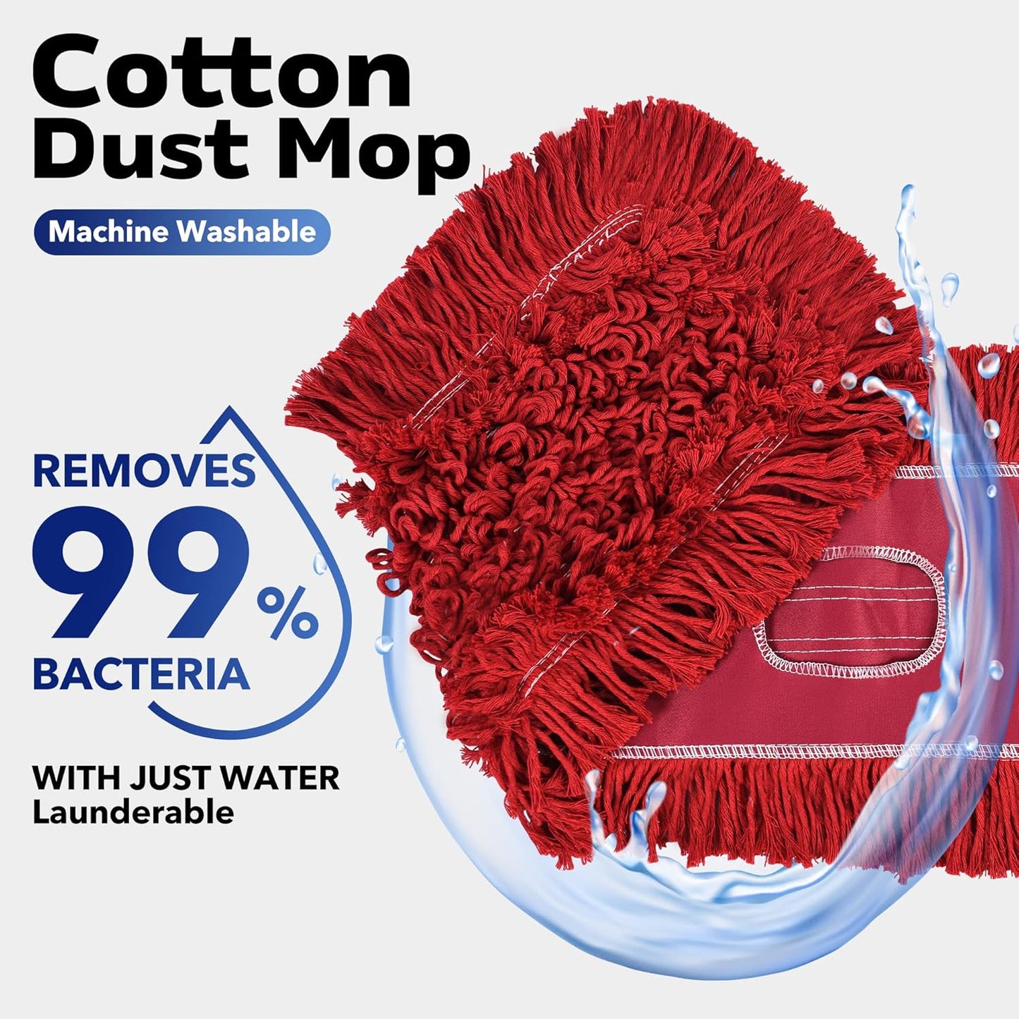 Matthew Cleaning 36'' Industrial Strength Cotton Dust Mop Refill Washable Replacement Heads for Residential & Commercial Use Fit Standard Dust Mop Frames, Hardwood, Concrete Floors Red 1 Pack