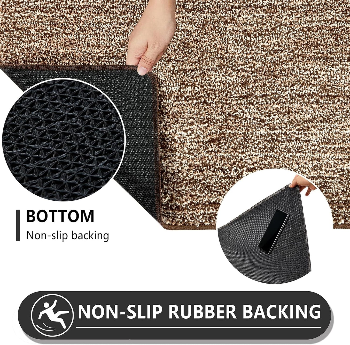REFETONE Indoor Doormat, Front Door Mat 32"x48" Absorbent Rubber Backing Non Slip Door Mats, Washable Low-Profile Inside Floor Mat Door Rugs for Entryway, Resist Dirt Mud Mat for Dogs, Coffee/Brown