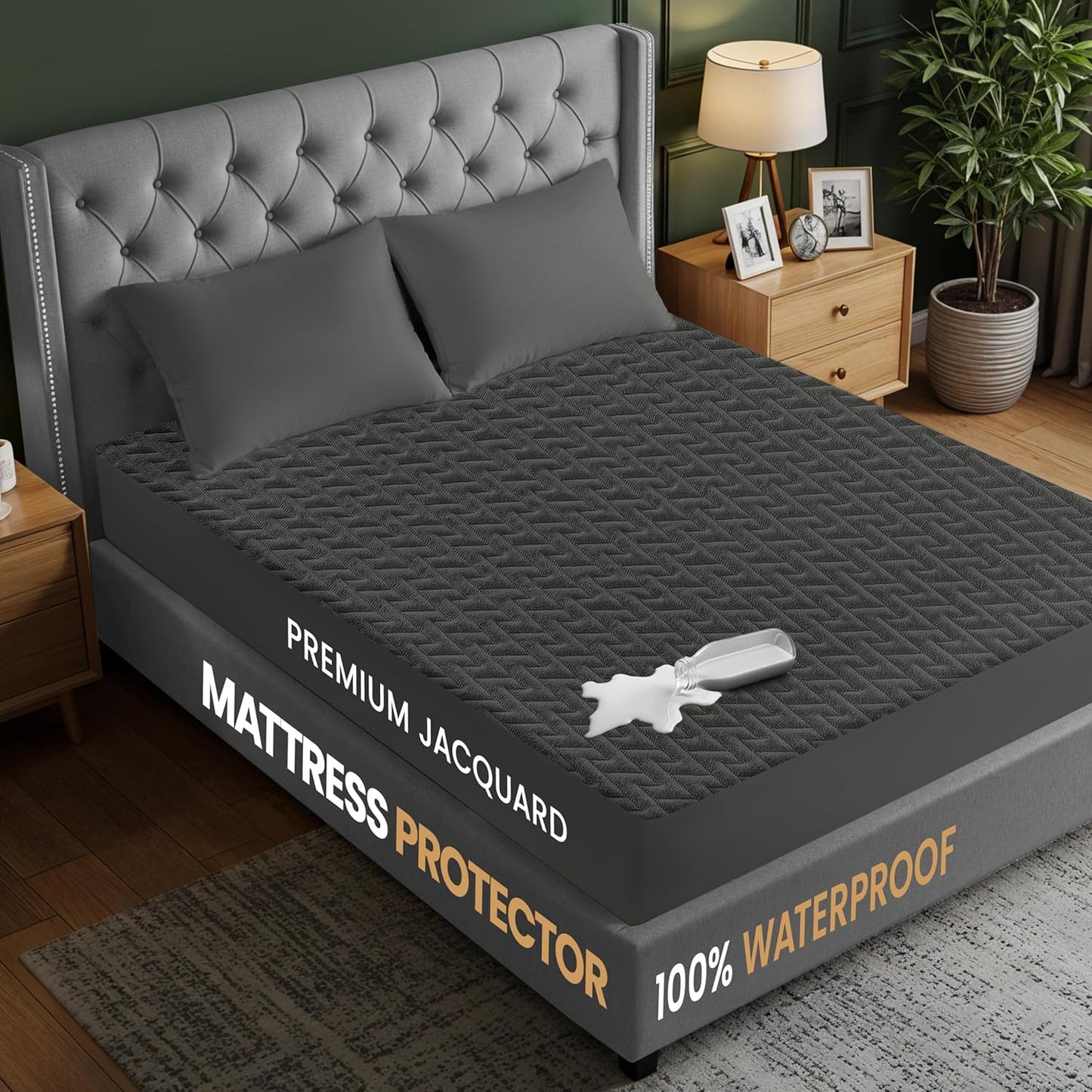 Utopia Bedding Waterproof Mattress Protector Full Size (Gray), Premium 3D Air Soft Fabric Mattress Cover, Fits 17 Inches Deep, Breathable, Fitted Style with Stretchable Pockets