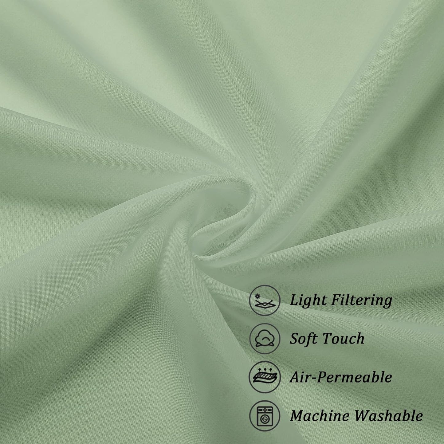 Chyhomenyc Sage Green Sheer Scarf Valances for Windows 216 Inch Extra Long, Window Scarf Drapes Rod Pocket Backdrop for Wedding Arch Draping/Party/Canopy Bed/Living Room, 2PC, 18 Feet Length